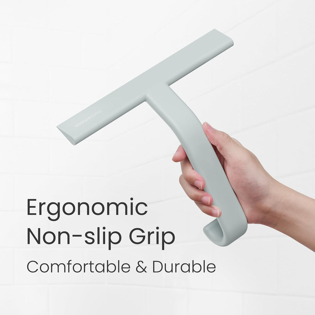 dancemoon JustHang Shower Squeegee for Glass Doors, All-one-Piece Silicone with Built-in Hook