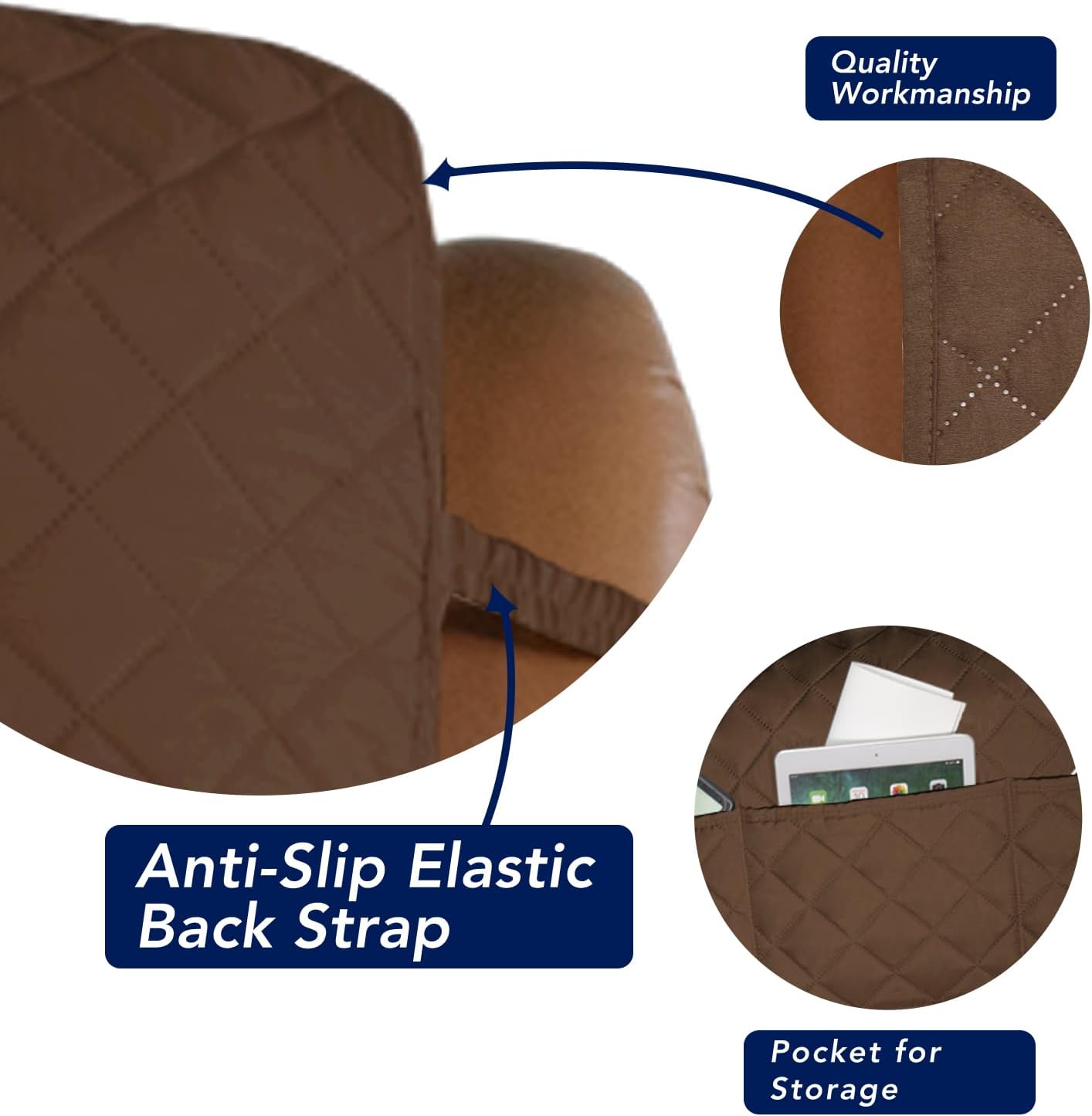 PureFit Reversible Quilted Sofa Cover, Water Resistant Furniture Protector, Washable Couch Cover