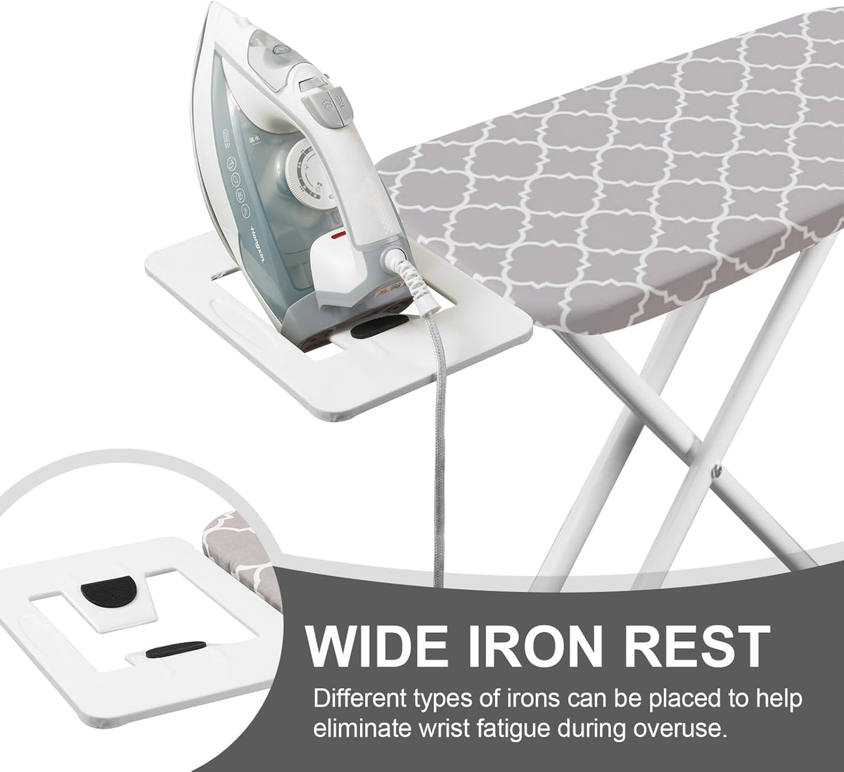 Ironing Board,Foldable Ironing Board Adjustable Height Compact Iron Board Thick Steel Tube Iron