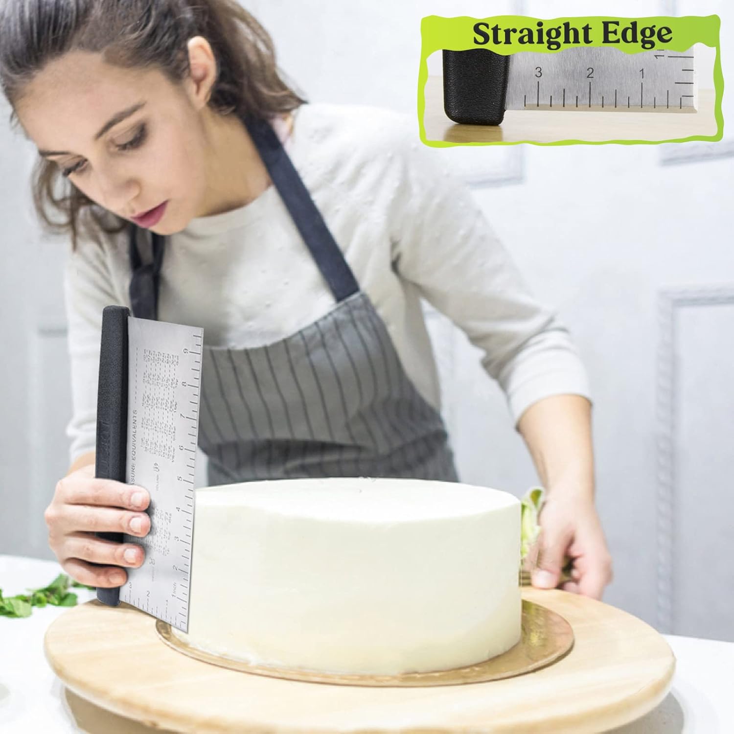 HULISEN Large Bench Scraper for Baking, 10 inch Dough Pastry Scraper with Measuring Scale