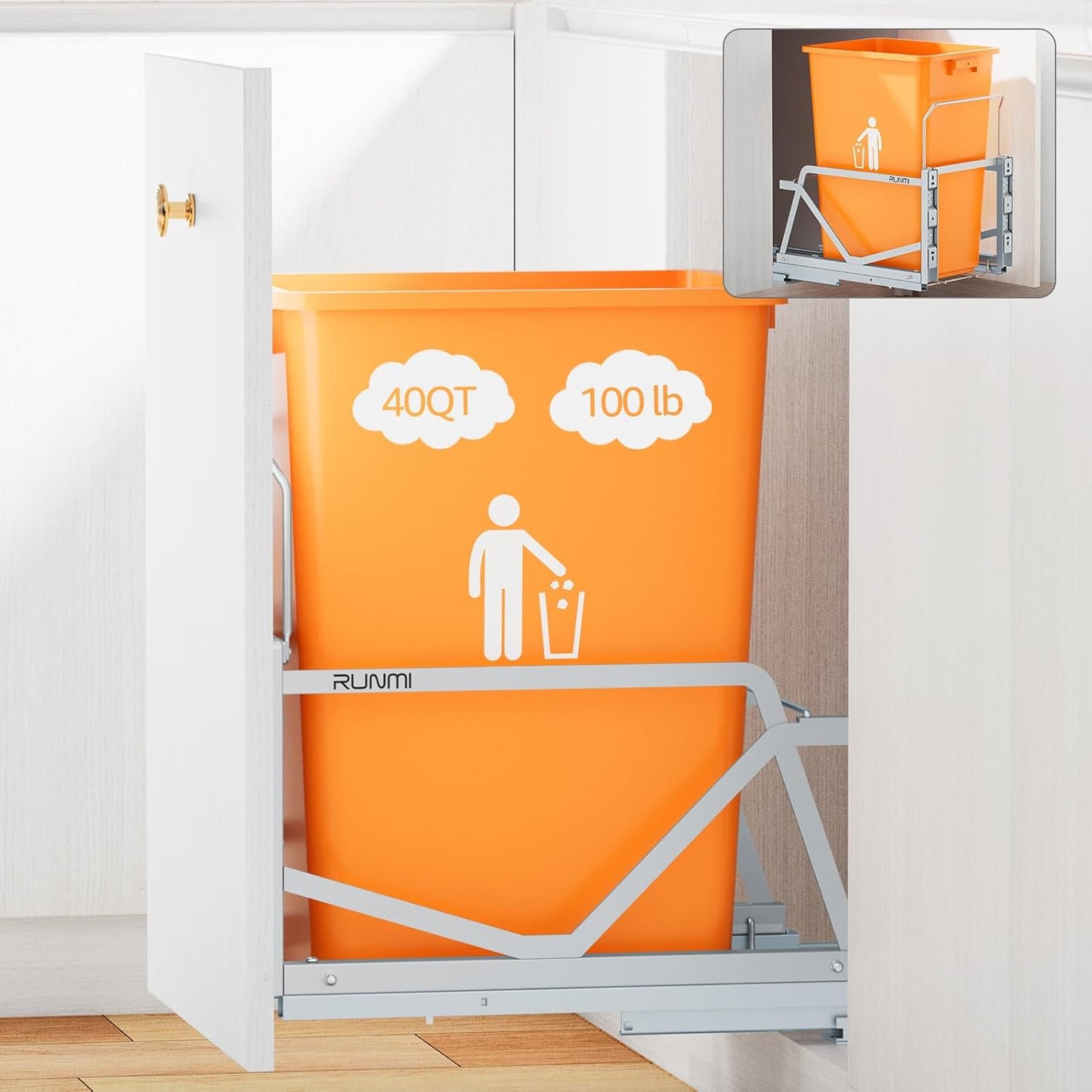 Pull Out Trash Can Under Cabinet Kit with Soft-Close Slides,Twin-Mode Under Sink Trash Can Pull Out