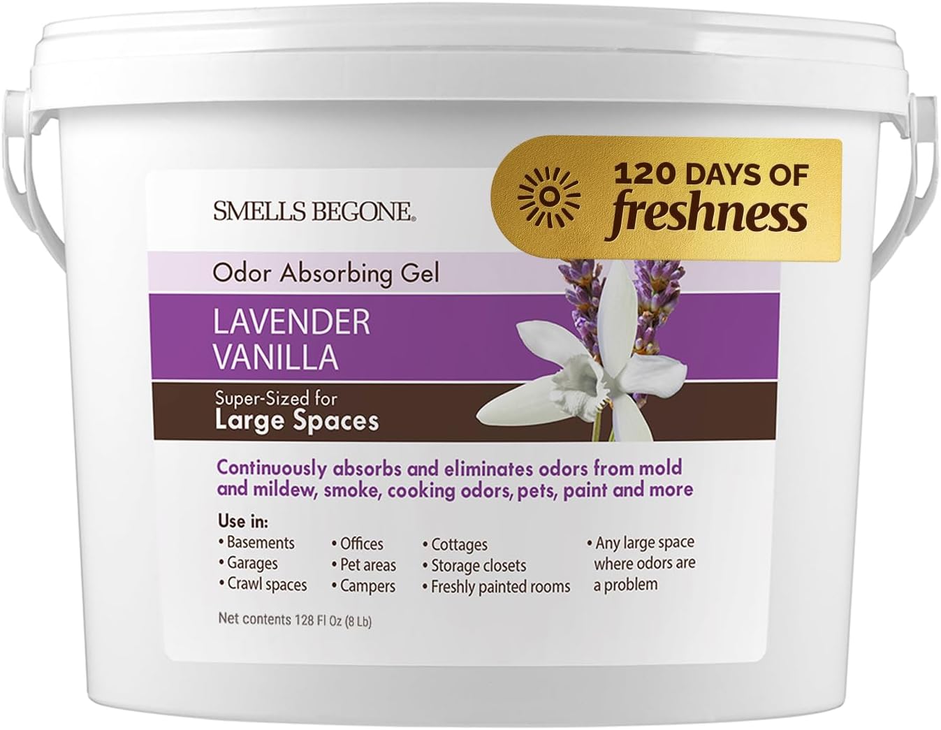 SMELLS BEGONE 1-Gallon Odor Absorber Gel - Air Freshener & Odor Eliminator for Homes, Garages &