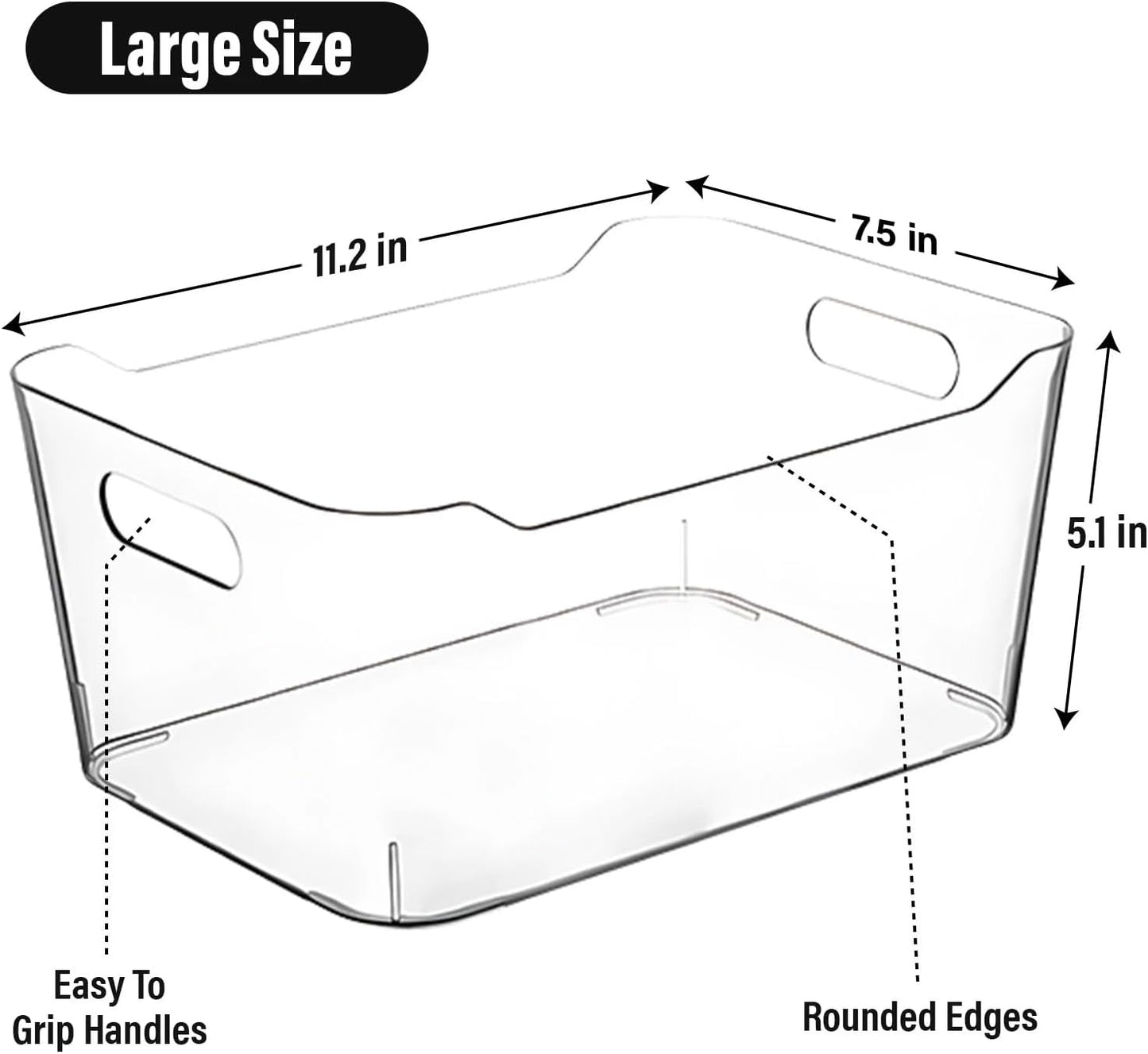 Clear Plastic Storage Bins for Kitchen Organization or Pantry Organizers and Storage, Freezer