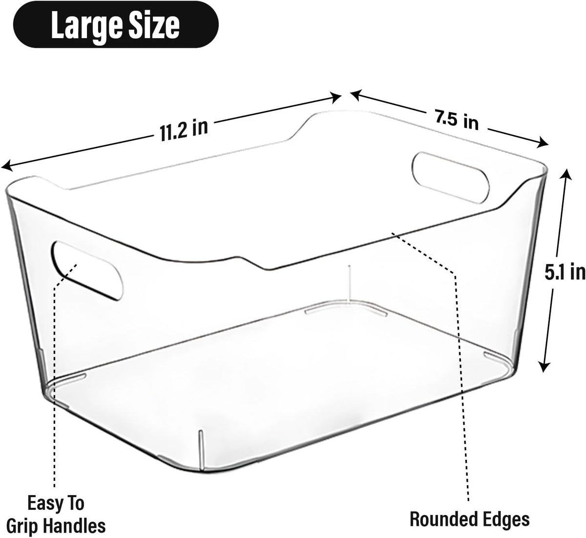 Clear Plastic Storage Bins for Kitchen Organization or Pantry Organizers and Storage, Freezer