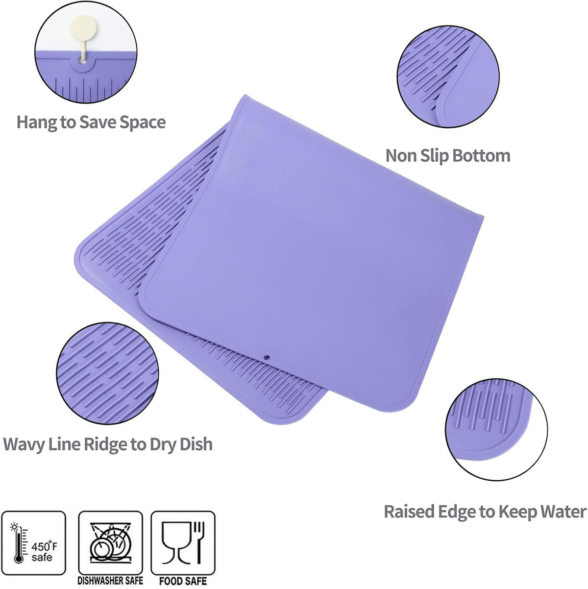 Silicone Dish Drying Mat for Multiple Usage,Easy clean,Eco-friendly,Heat-resistant Silicone Mat for