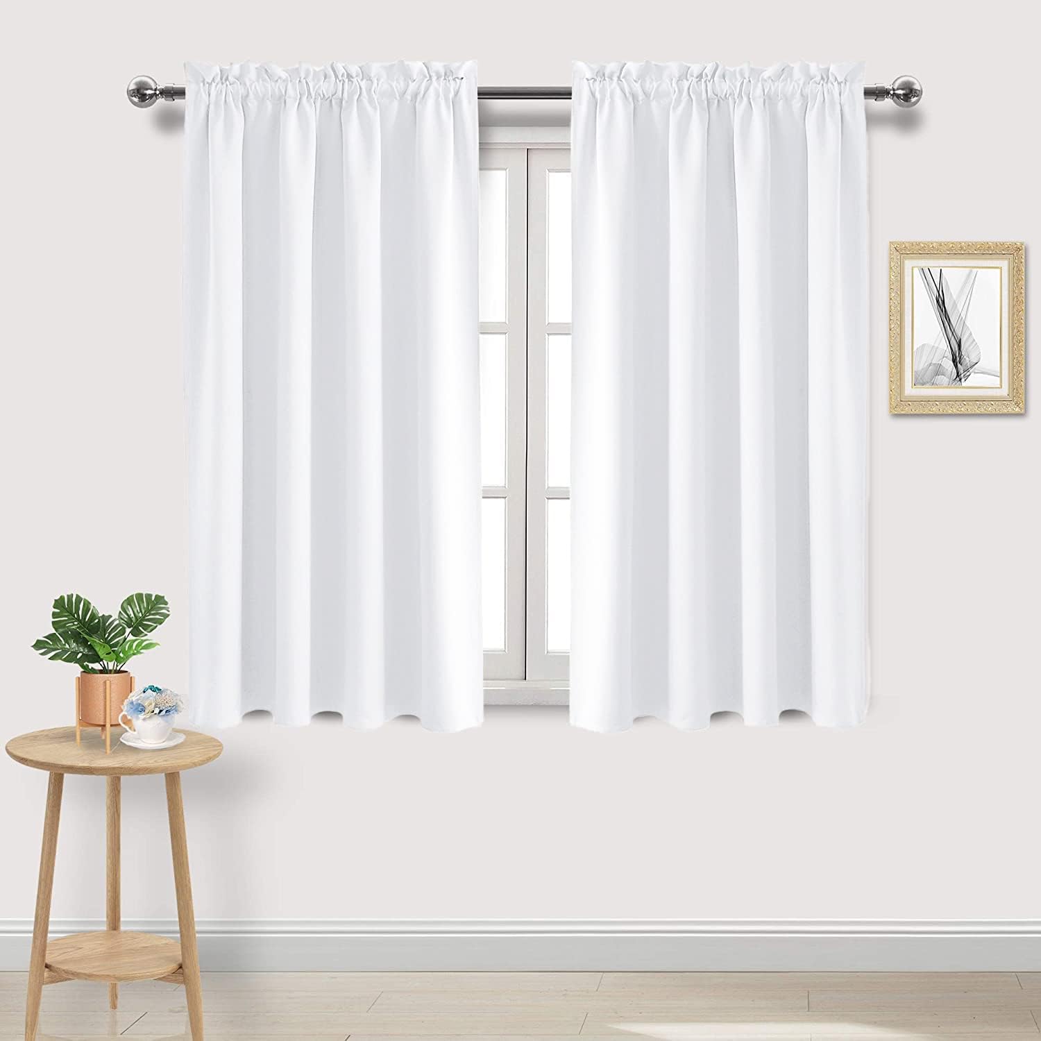 DWCN White Curtains for Living Room Thermal Insulated, 50% Light Blocking Curtains for Bedroom
