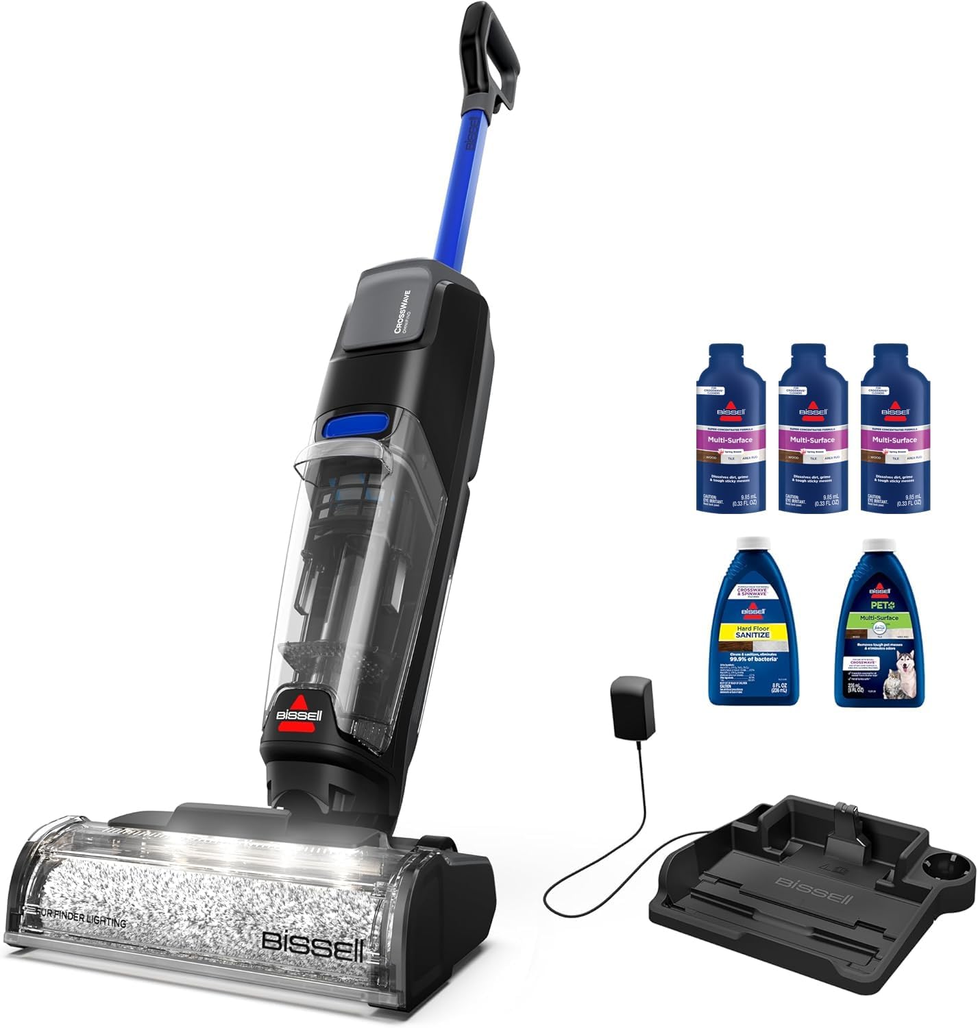 BISSELL Crosswave Cordless Plus, Wet Dy Vacuum w/FurFinder Headlights + Super Concentrate Multi
