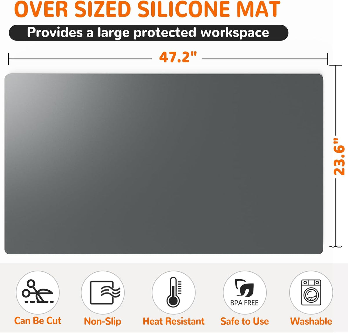 Warome Silicone Mat, 47"x 23" Silicone Mats for Kitchen Counter, Nonslip Heat Resistant Mat, Extra