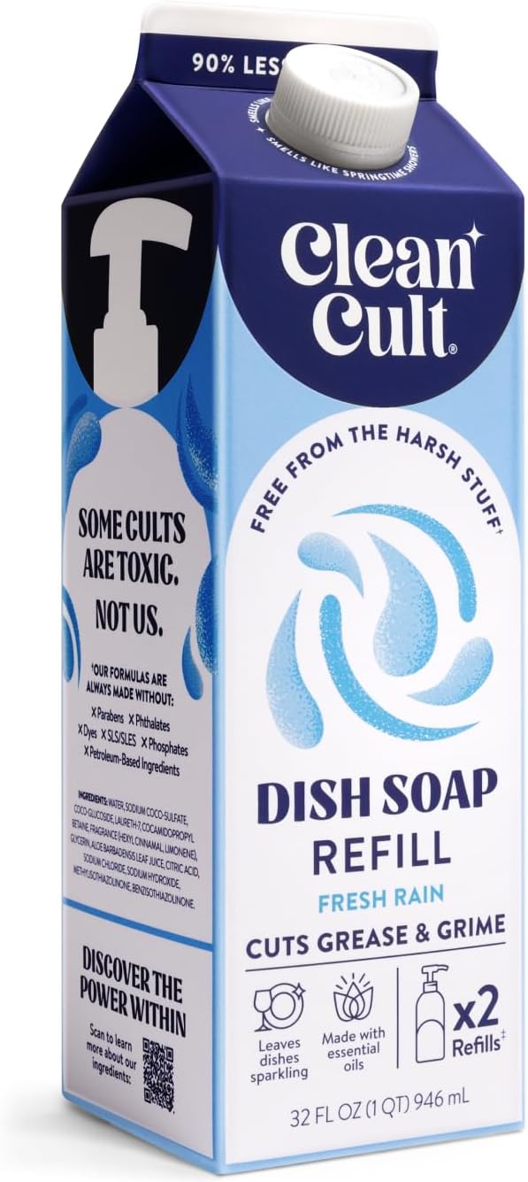 Cleancult Dish Soap Liquid Refill (32oz, 1 Pack) - Plant Based Cleaning Power - Dish Soap that Cuts