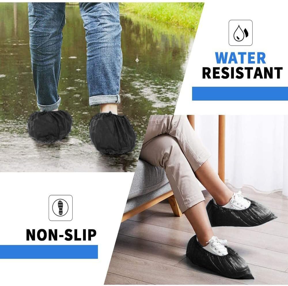 Black shoe covers Disposable 1000 PCS (500 Pair) Premium Waterproof and Recyclable Boot Booties