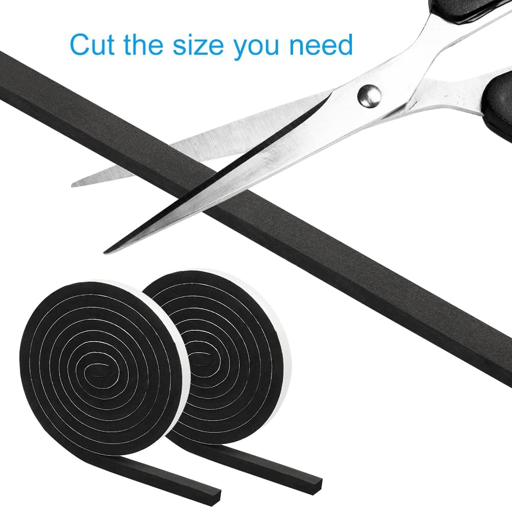 Weather Stripping Door Seal, 1/2 Inch Wide X 3/8 Inch High Density Foam Tape Weather Strip for Door