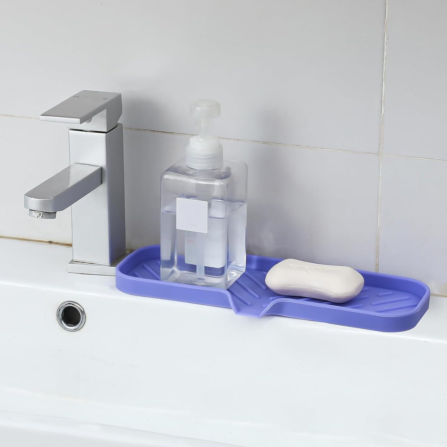 Silicone Bathroom Soap Dishes with Drain Spout-Bathroom and Kitchen Sink Organizer,Sponge