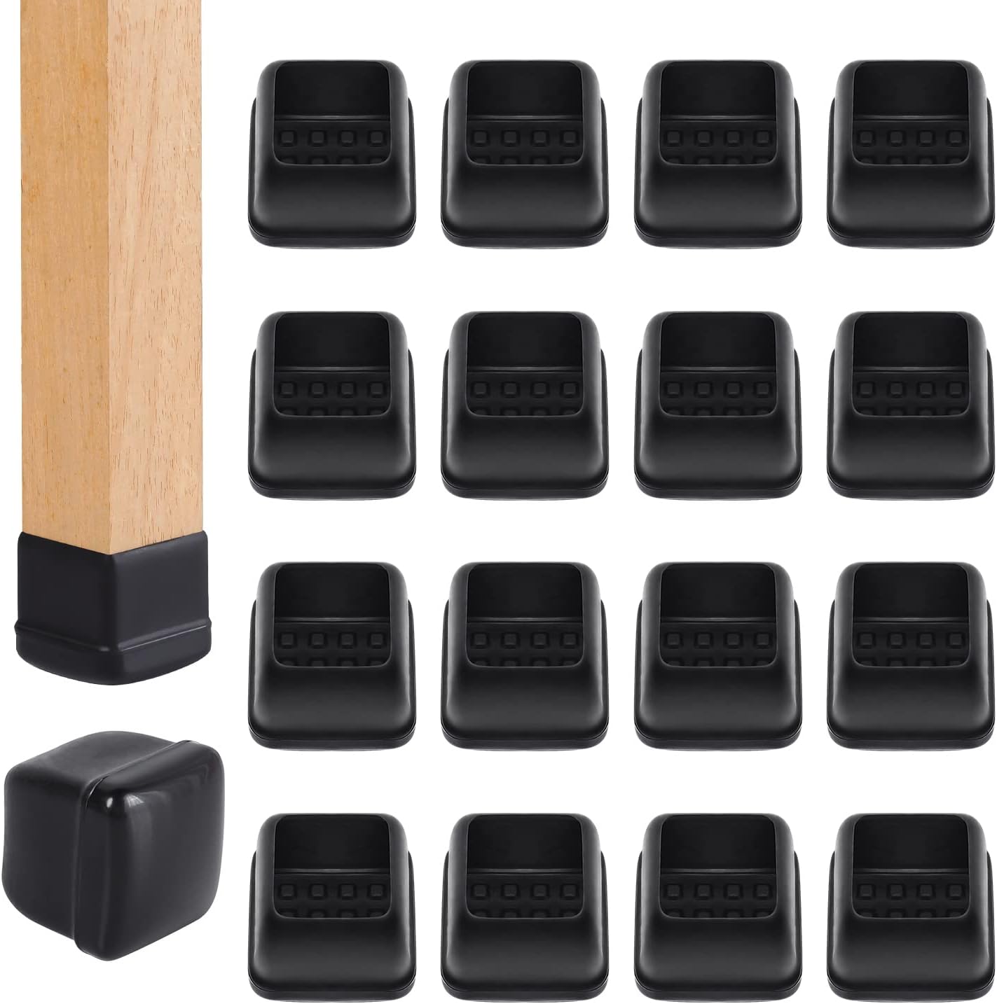 Ezprotekt 24 Pcs Chair Leg Sliders for Carpet, Square Black Chair Glides Teflon Furniture Pads, Bar