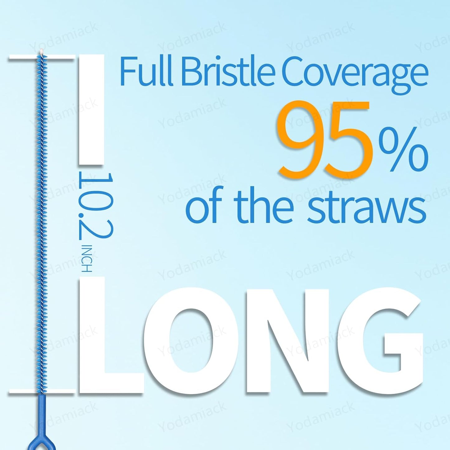 Heavy Duty Straw Cleaner Brush - 12.6 Inch Full Bristles Coverage (4-Size) and Ergonomic Grip