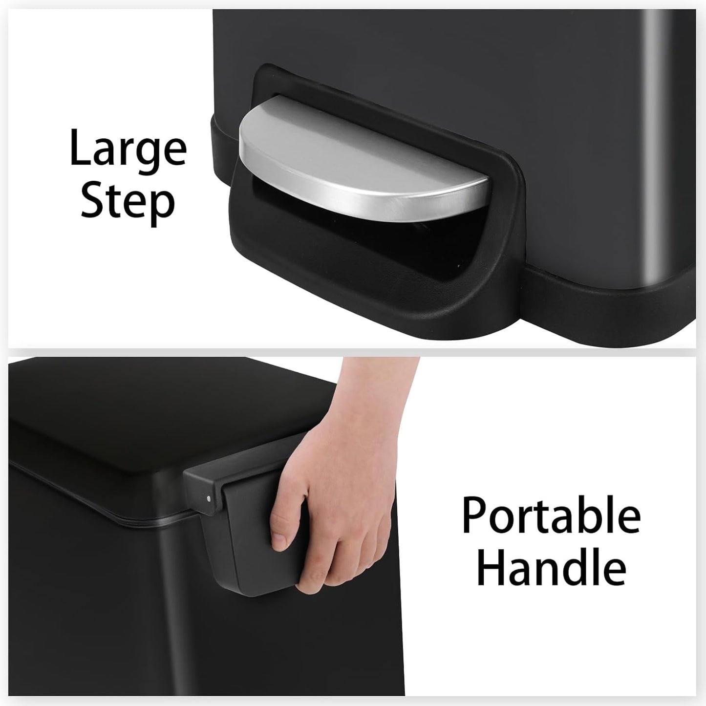 Arlopu 13.2 Gal Slim Kitchen Trash Can with Lid, 50L Stainless Steel Garbage Can, Large Kitchen