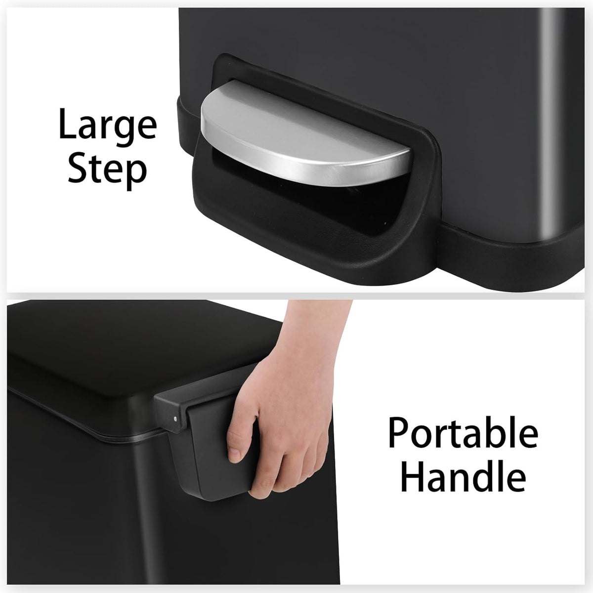Arlopu 13.2 Gal Slim Kitchen Trash Can with Lid, 50L Stainless Steel Garbage Can, Large Kitchen
