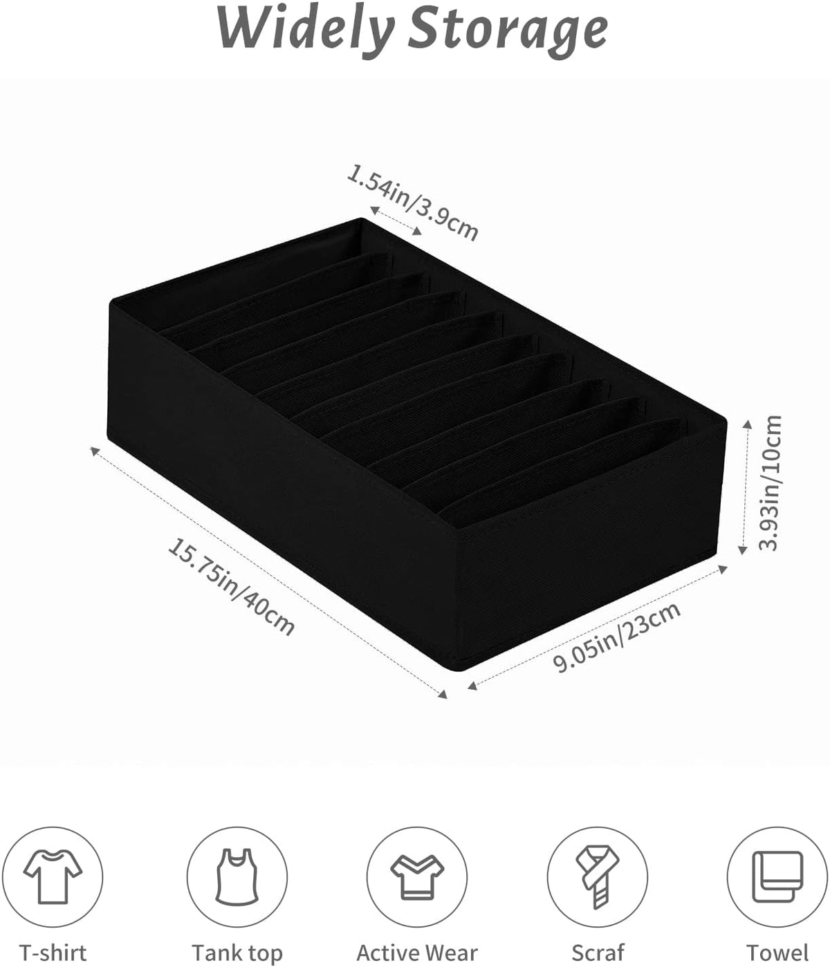 4 Packs T-shirt Drawer Organizers for Clothing,10 Grids Compartment Wardrobe Storage Box, Washable