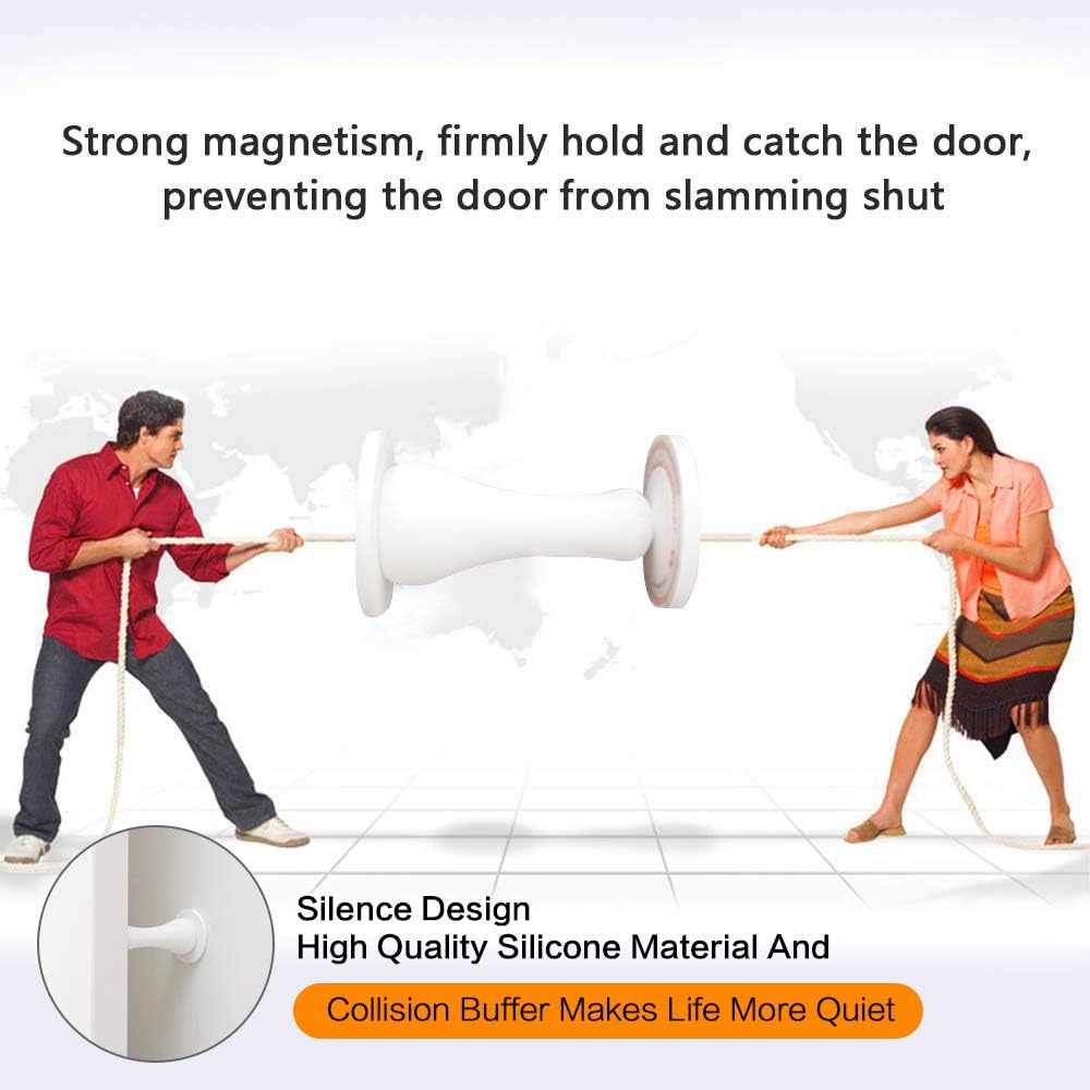 Magnetic Door Stopper Self Adhesive, Silicone Door Stop Holder Wall Mount Damage-Free with Durable