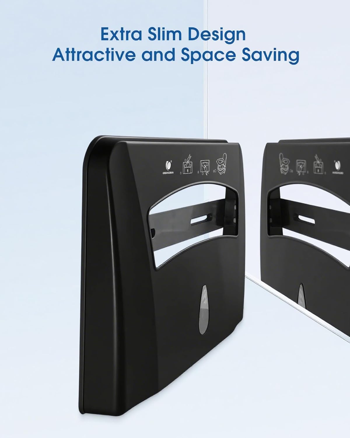 Toilet Seat Cover Dispenser (2-Pcs), Wall Mounted Compatible with Half-fold, CHUANGDIAN, Dark Grey