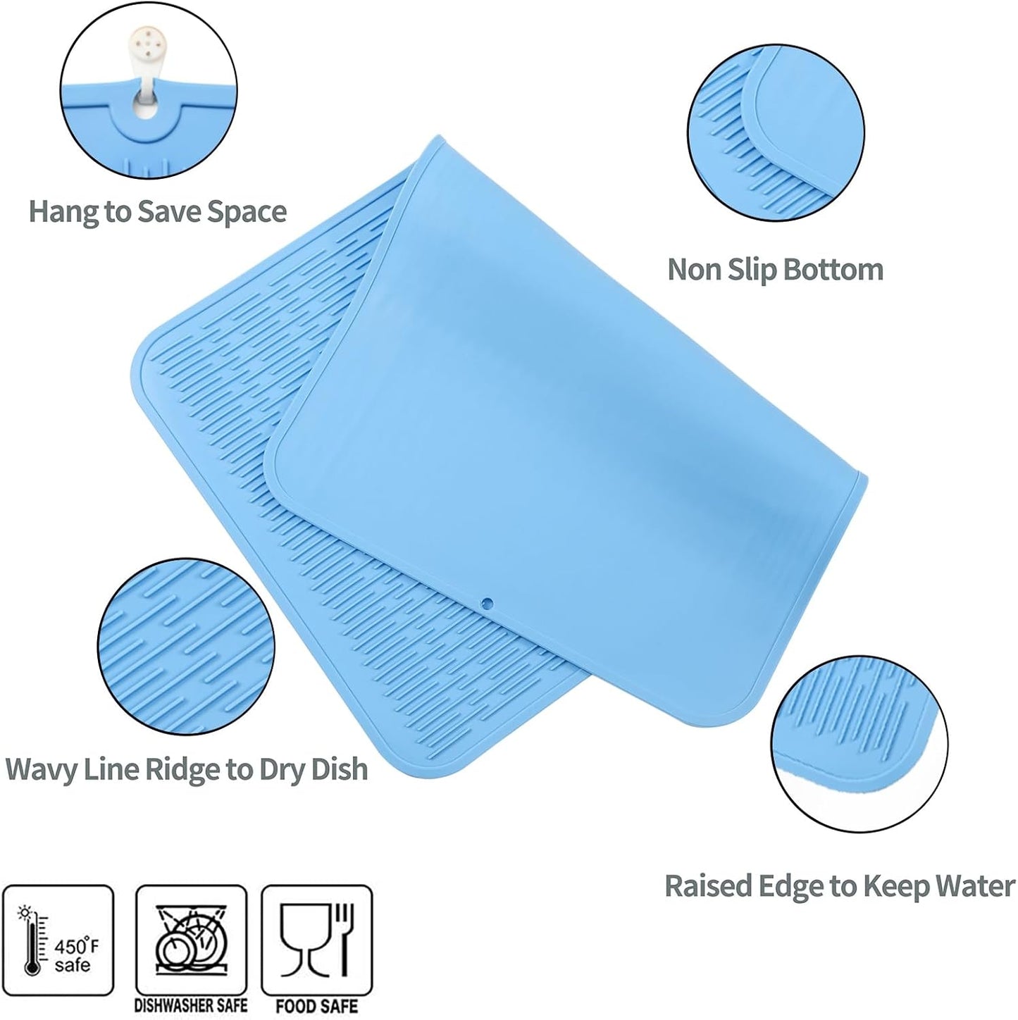 Silicone Dish Drying Mat for Multiple Usage,Easy clean,Eco-friendly,Heat-resistant Silicone Mat for