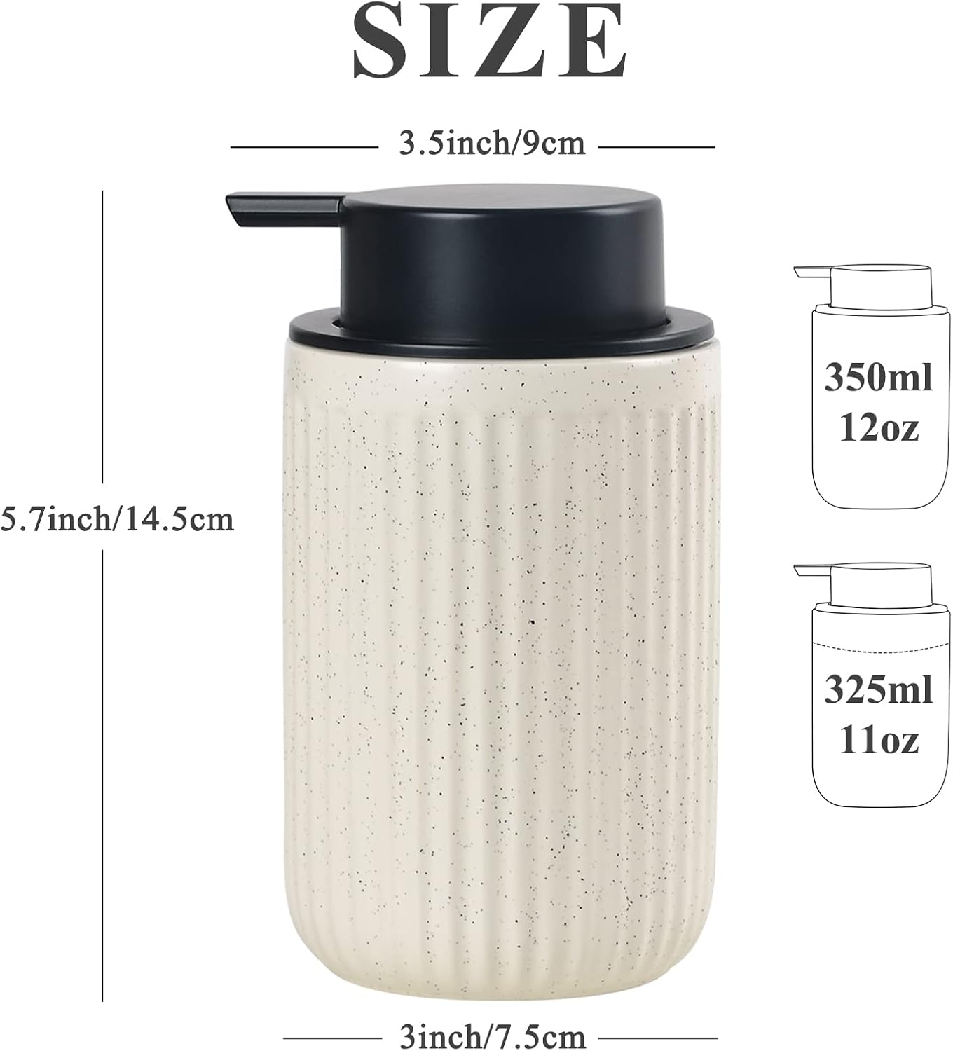 BosilunLife Foam Hand Soap Dispenser - Ceramic Foaming Soap Dispenser for Bathroom 12oz Refillable