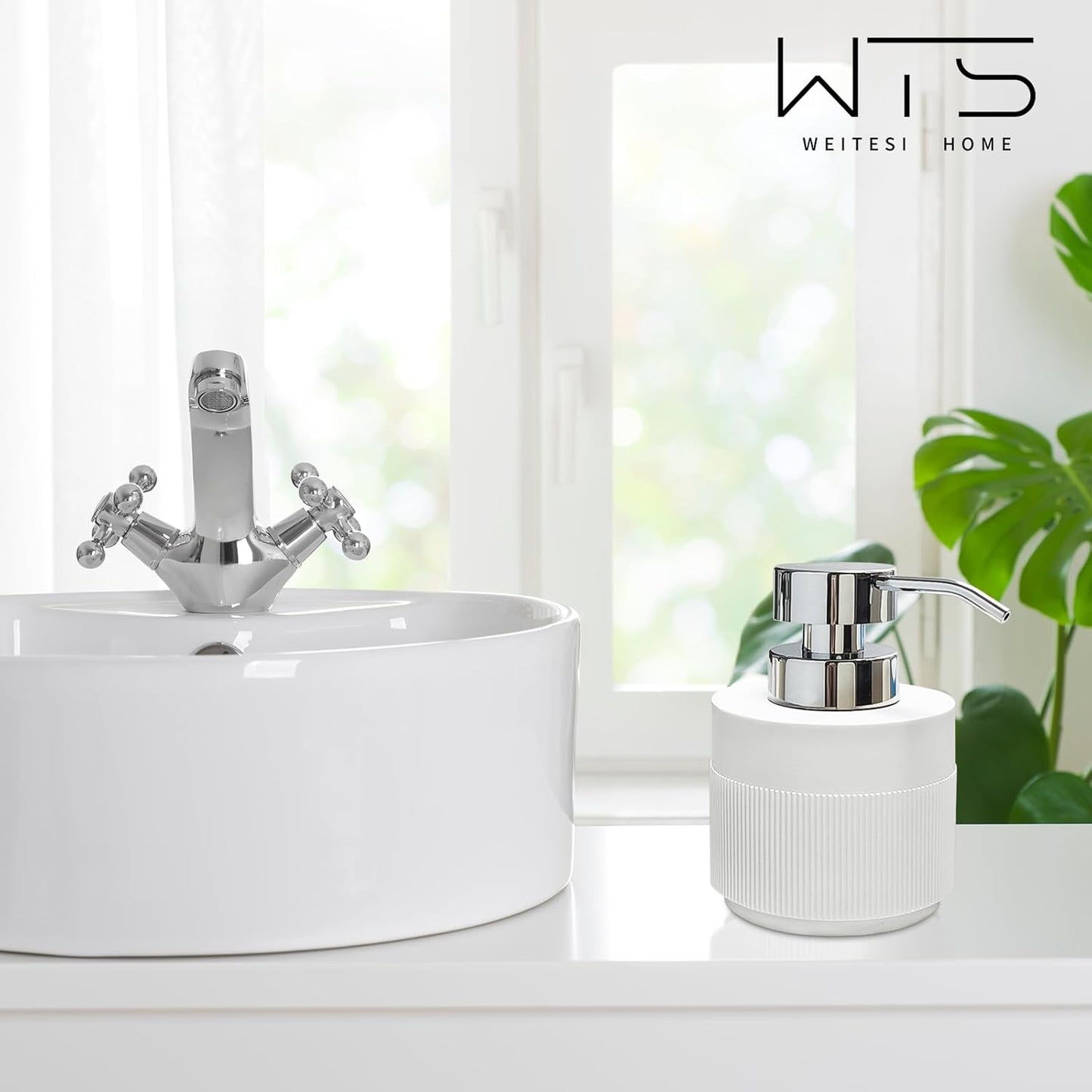 Resin Soap Dispenser for Bathroom, Hand Lotion Liquid Dispenser Easy-to-Press with Reusable Plastic
