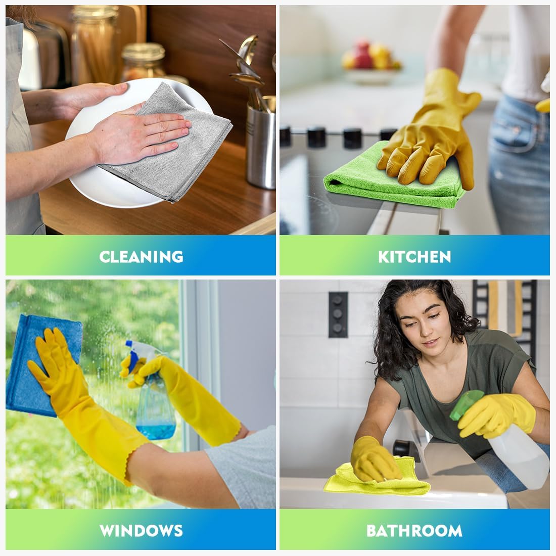 HOMEXCEL Microfiber Cleaning Cloth 12 Pack, 12.5 x 12.5 Inch Microfiber Towels for Cars, Ultra