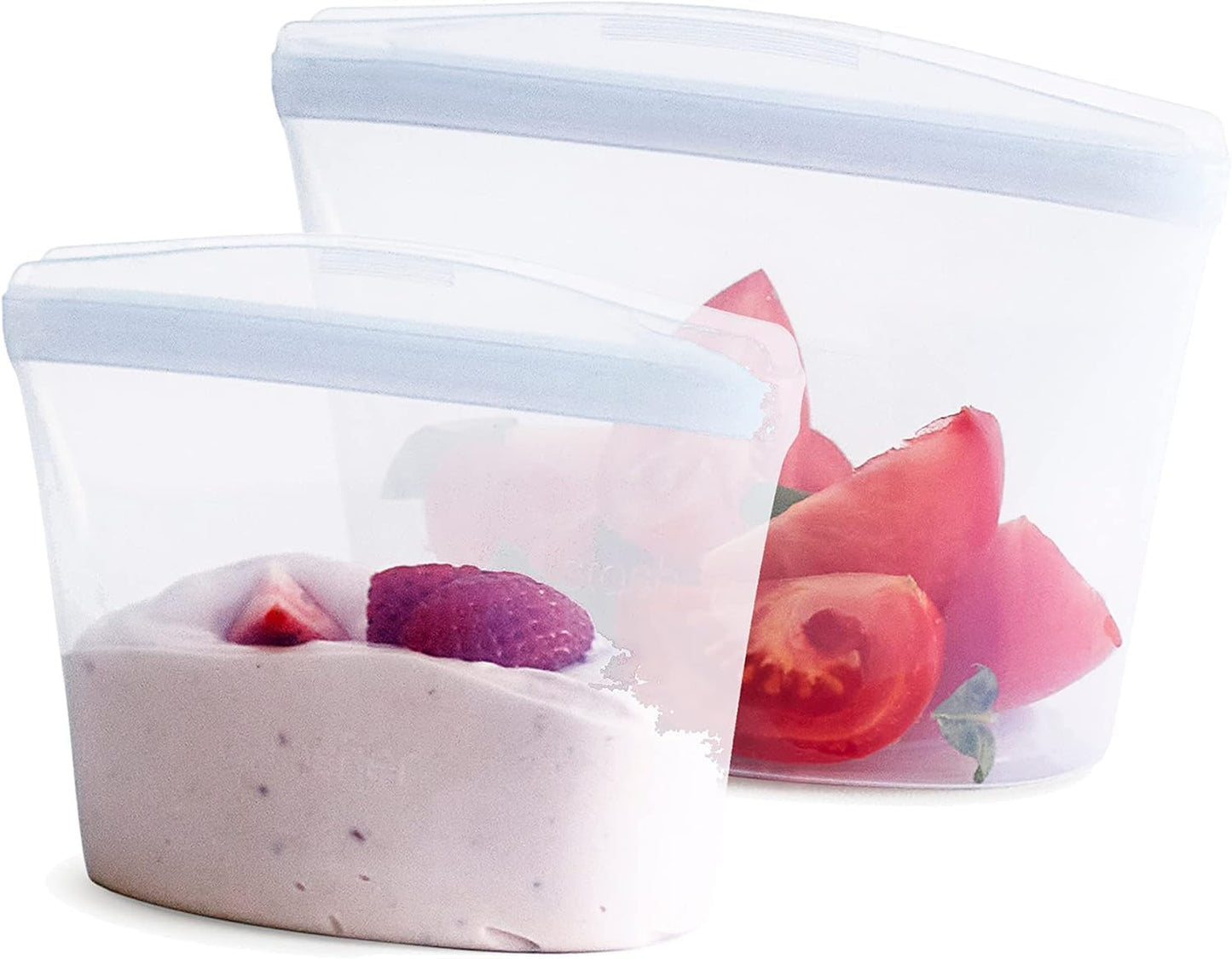 Stasher Premium Silicone Reusable Food Storage Bags, 2-Pack, Clear, Multi-Use Food Storage Bags