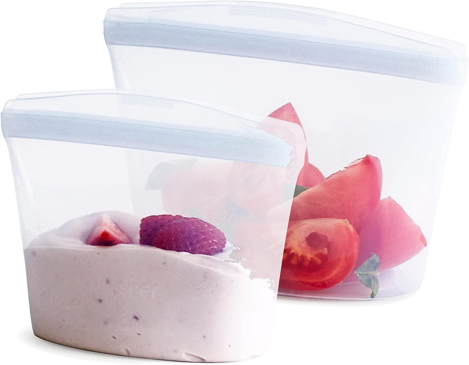 Stasher Premium Silicone Reusable Food Storage Bags, 2-Pack, Clear, Multi-Use Food Storage Bags