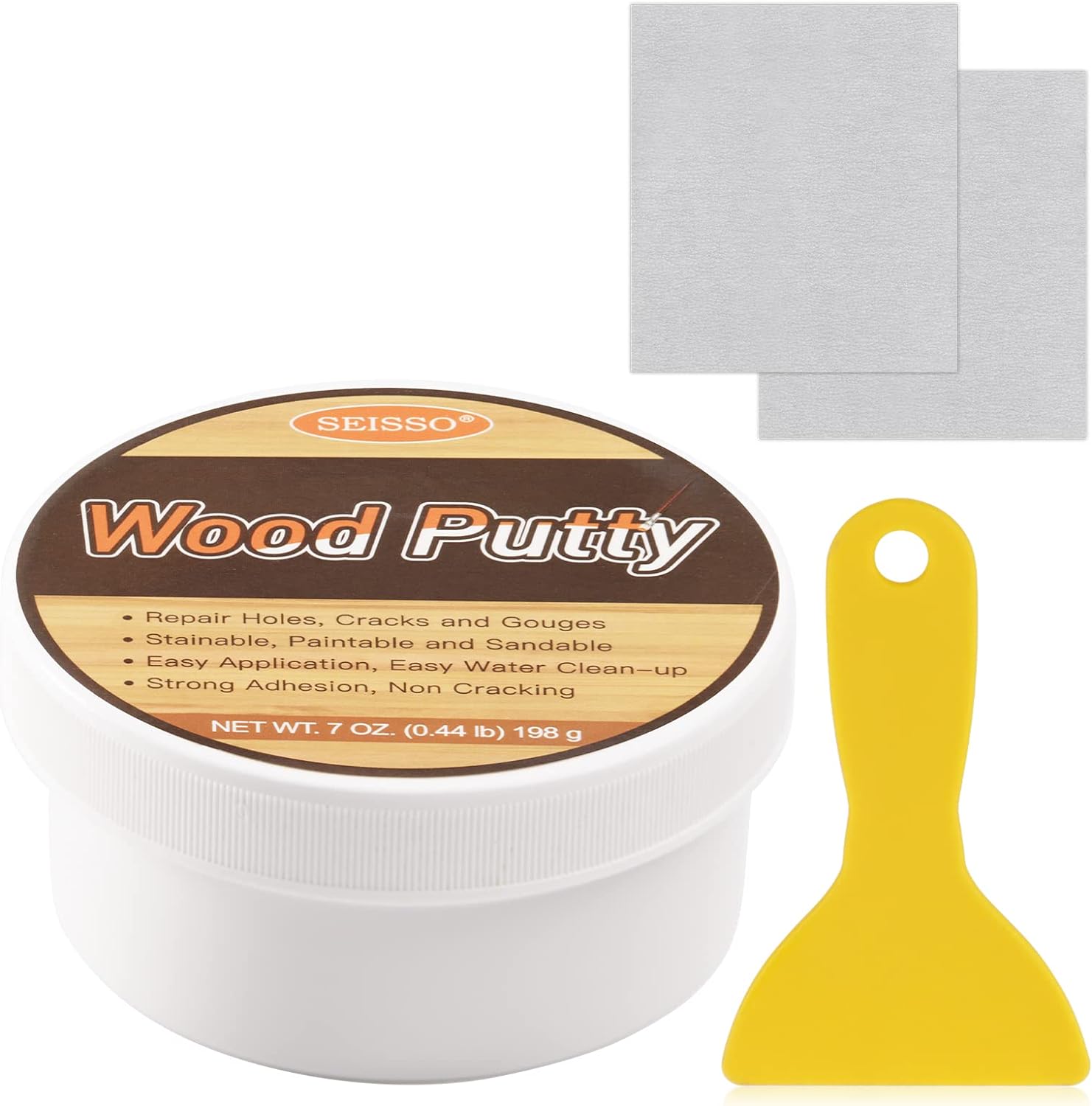 SEISSO Wood Putty, Water-Based Woods Filler, White Wooden Putty for Trim, Woods Filler Paintable