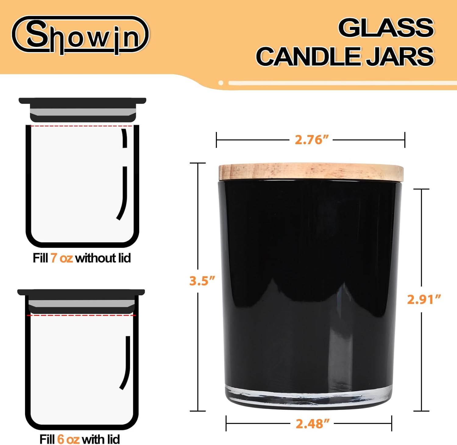 Thick Candle Jars for Making Candles 12 Pcs, 7 OZ Empty Jars with Wood Lids for Candle Making