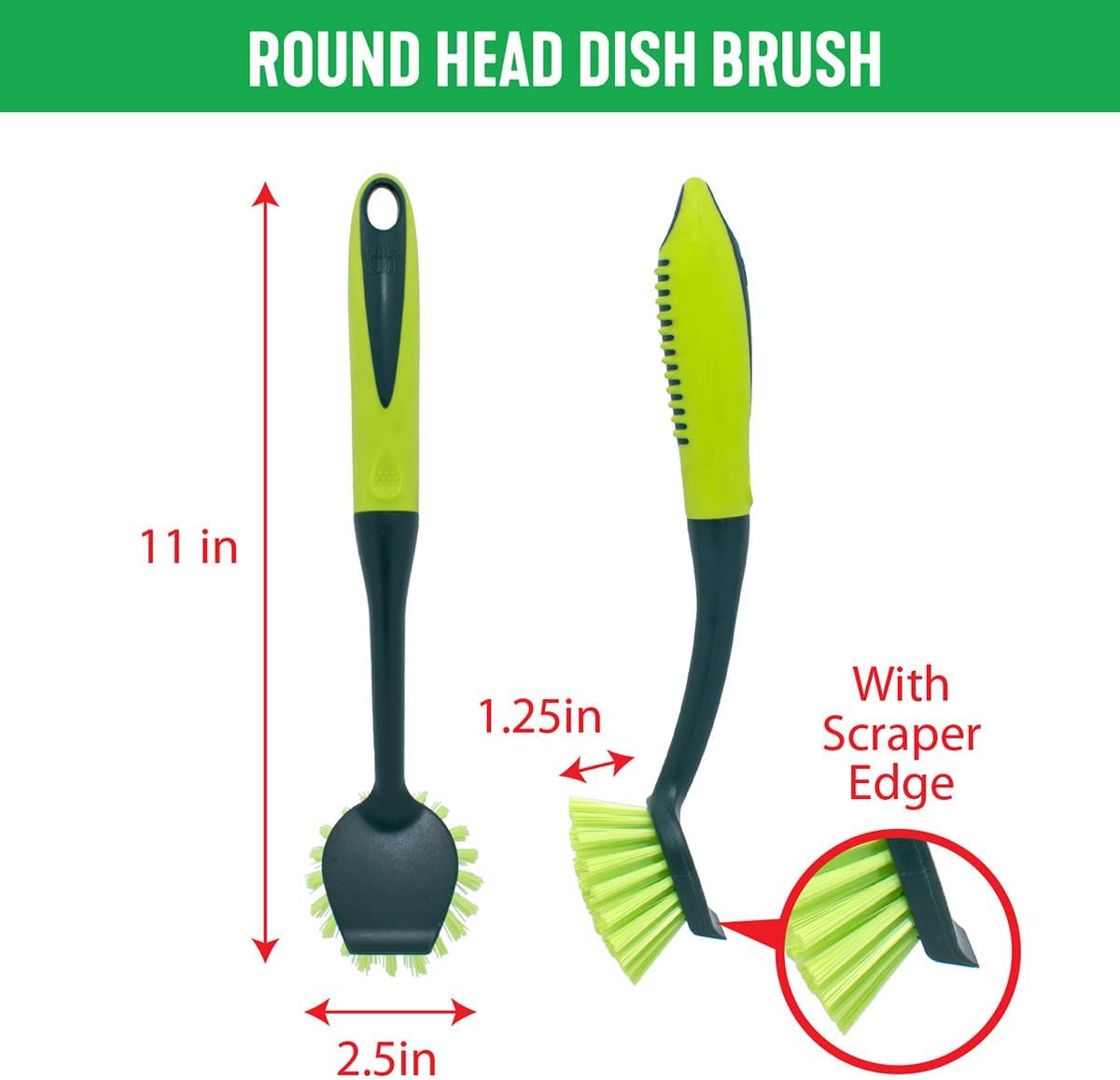 Pine-Sol Scrub Brush Set - Long Handle Cleaning Brushes with Heavy Duty Bristles and Comfort Grip