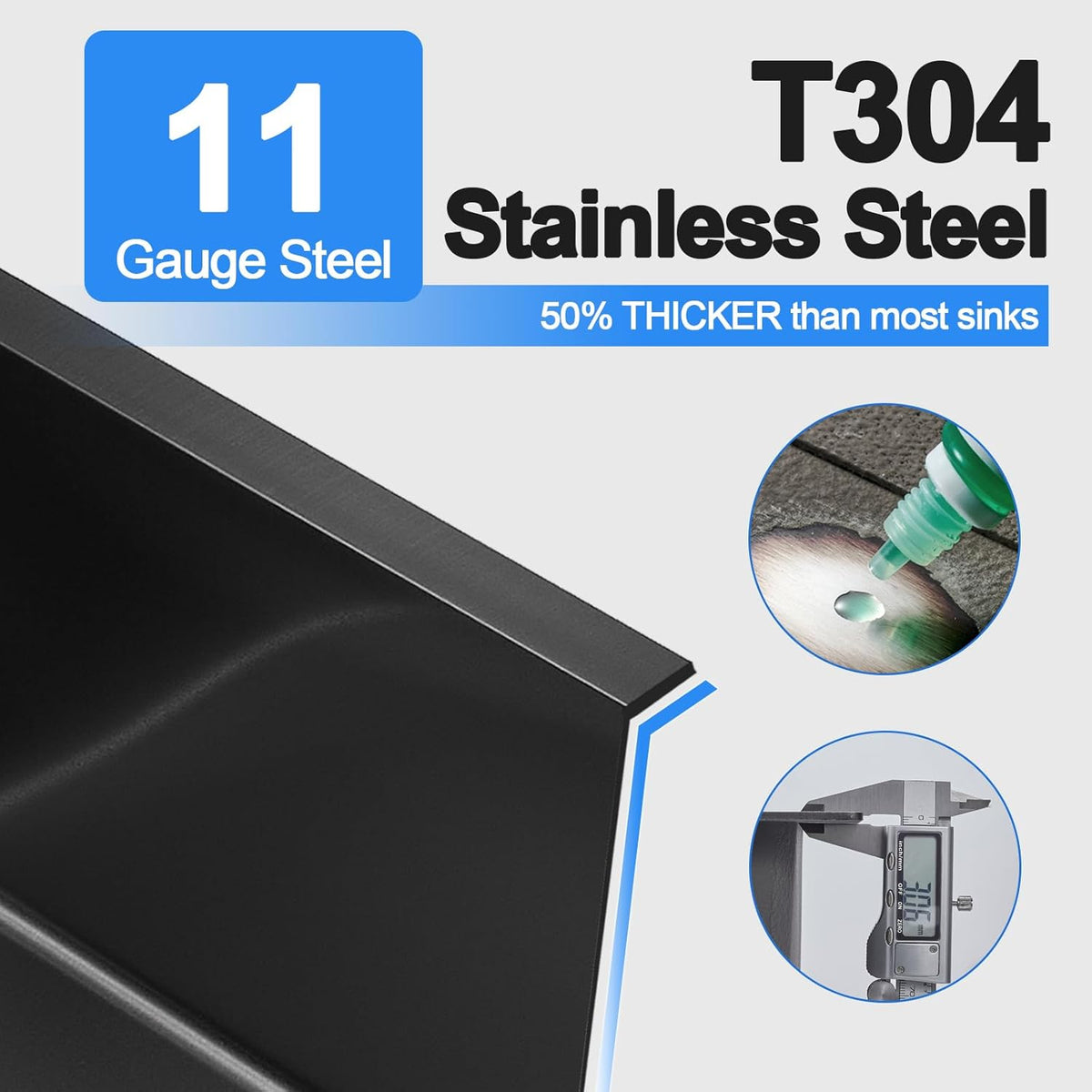 23x18 Inch Kitchen Sink, Handmade 304 Stainless Steel Sink, 9" Deep Single Bowl with Brushed