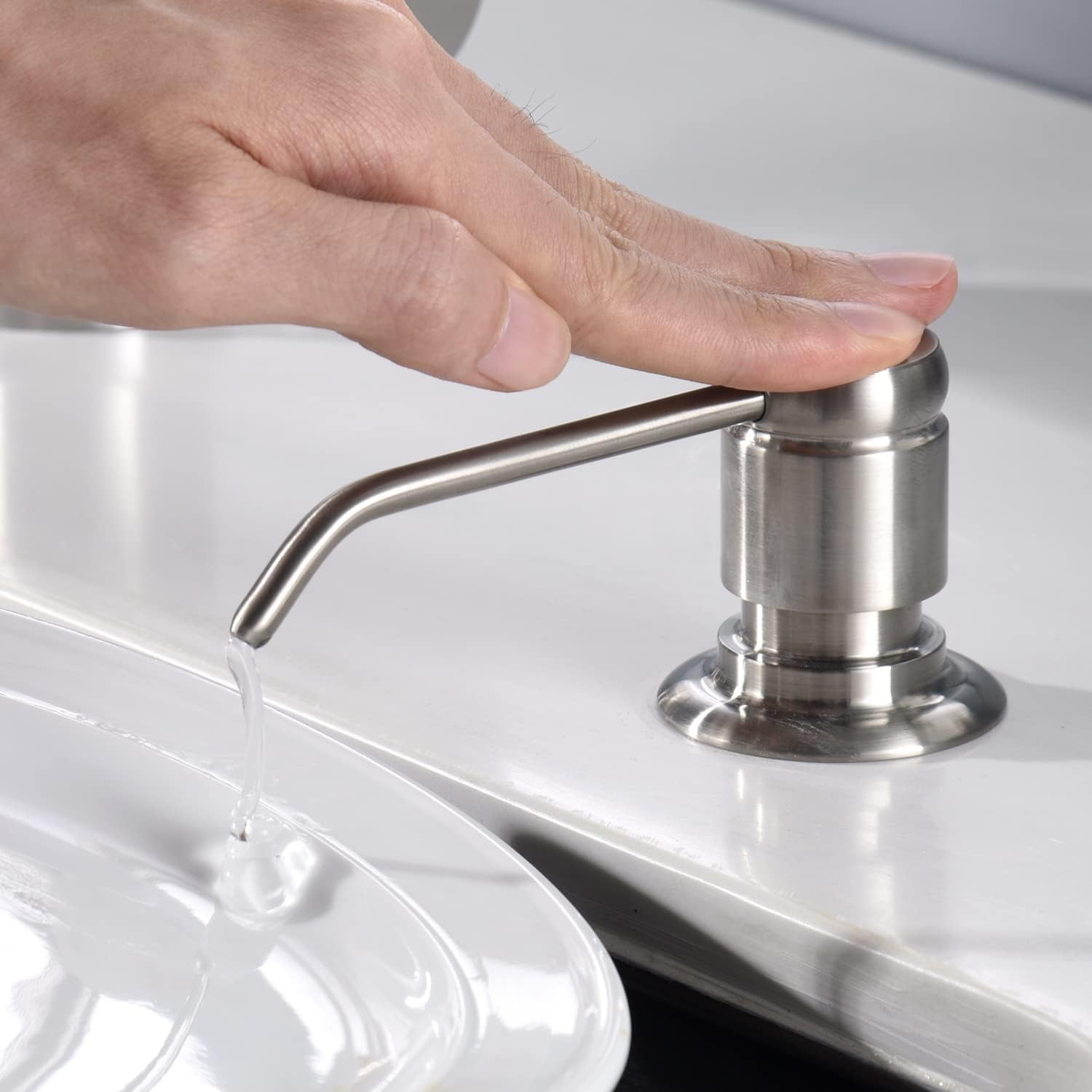 GAGALIFE Soap Dispenser for Kitchen Sink (Brushed Nickel) and Extension Tube Kit, Complete Brass