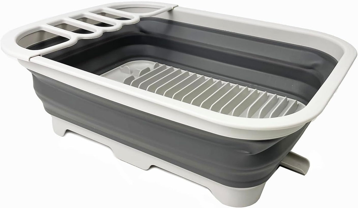 SAMMART 12L (3.17 Gallon) Collapsible Dish Drainer with Swivel spout - Foldable Drying Rack Set