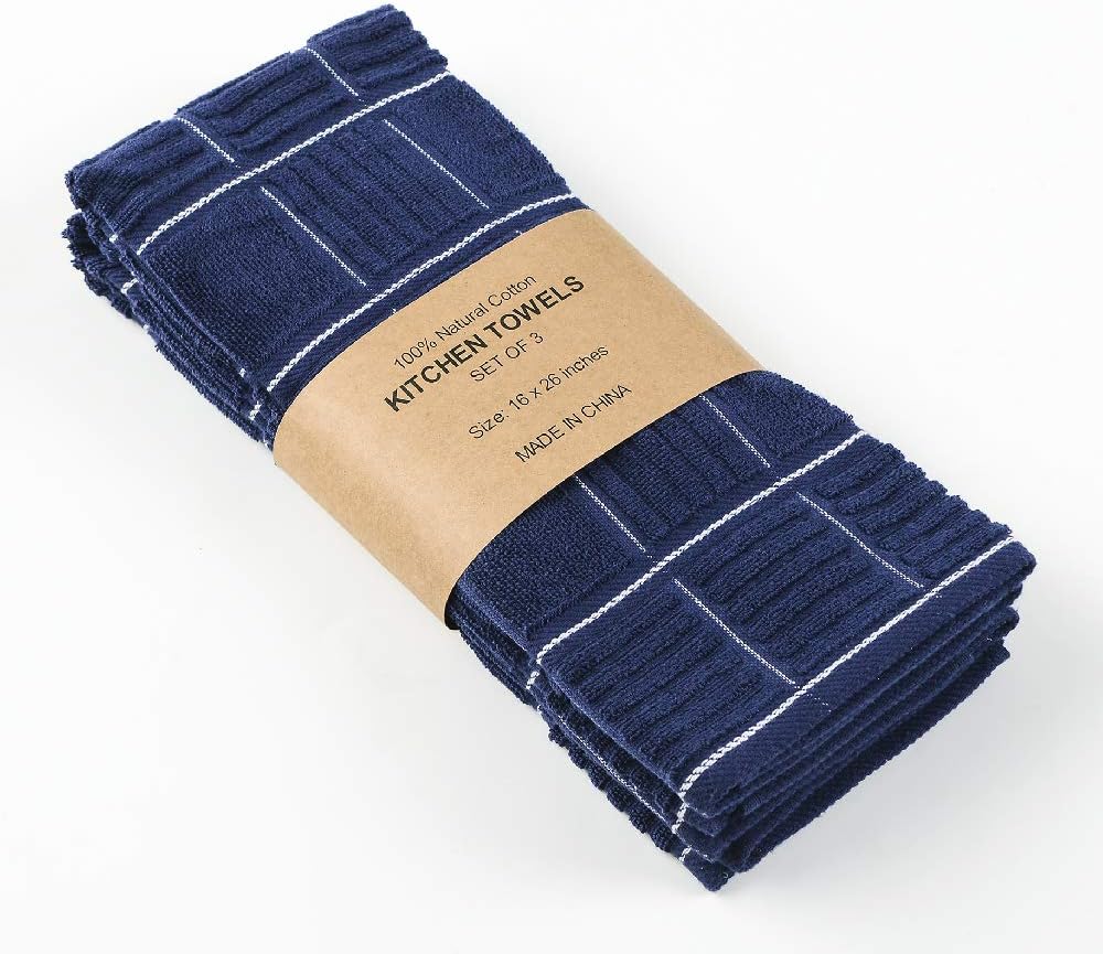 Anyi 100% Cotton Kitchen Towels, Absorbent Dish Towels with Hanging Loop, Soft Kitchen Hand Towels