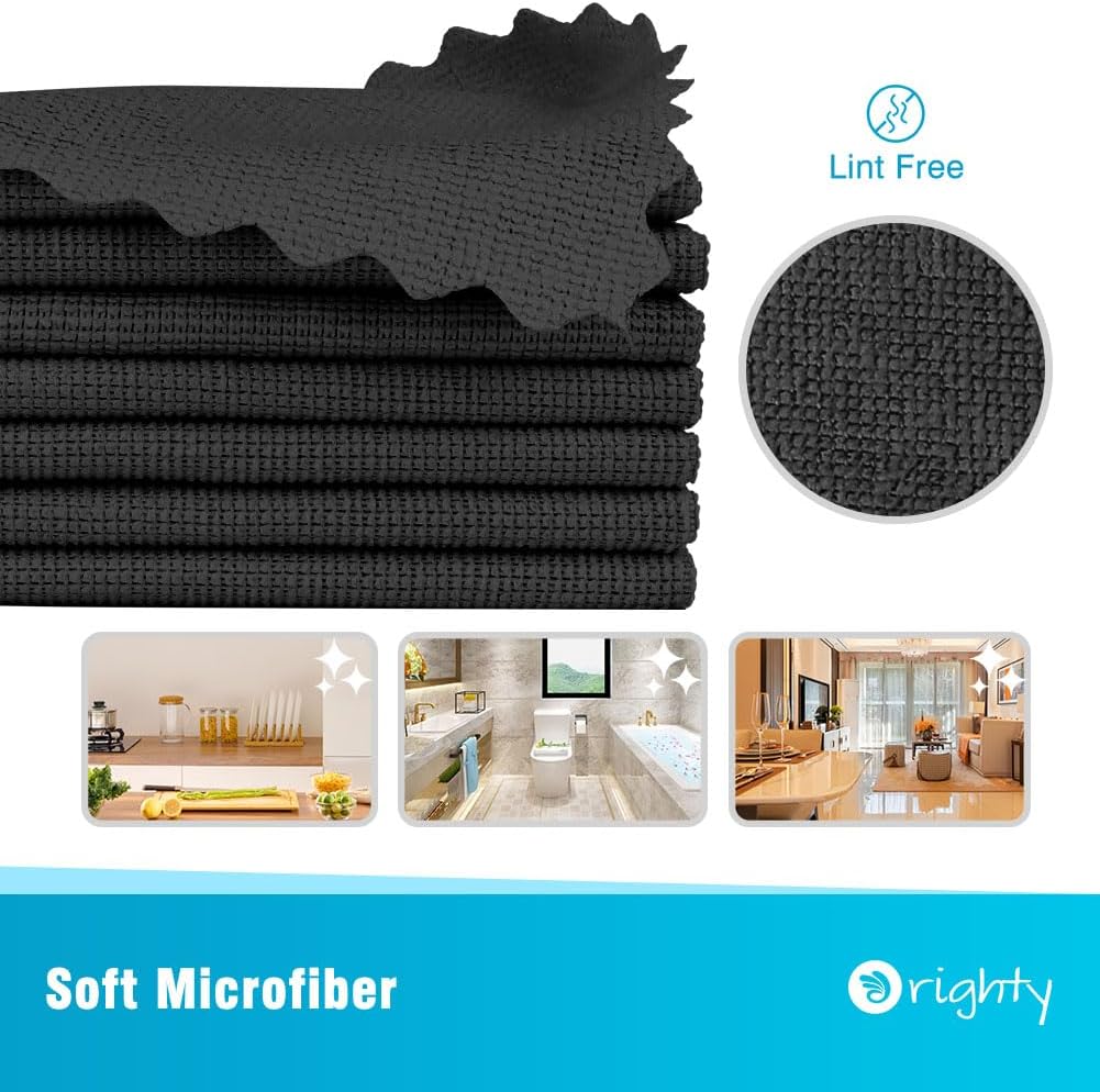 Orighty Black Microfiber Cleaning Cloth, 50 Pack Highly Absorbent Cleaning Supplies, Lint Free