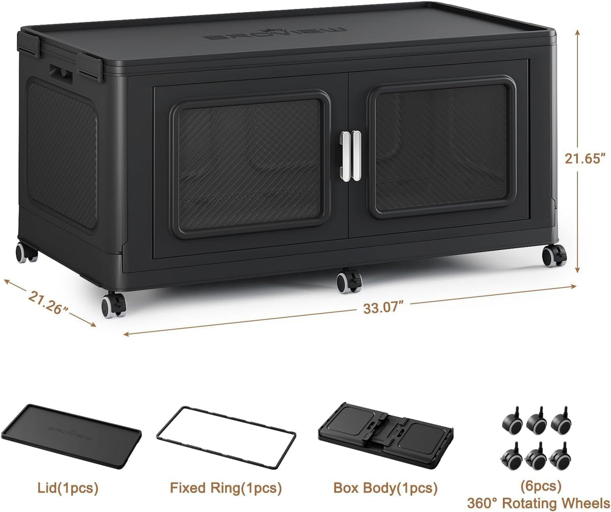 BROVIEW 220 Qt Stackable Storage Bin with Lids, 55Gal Extra Large Collapsible Storage Boxes