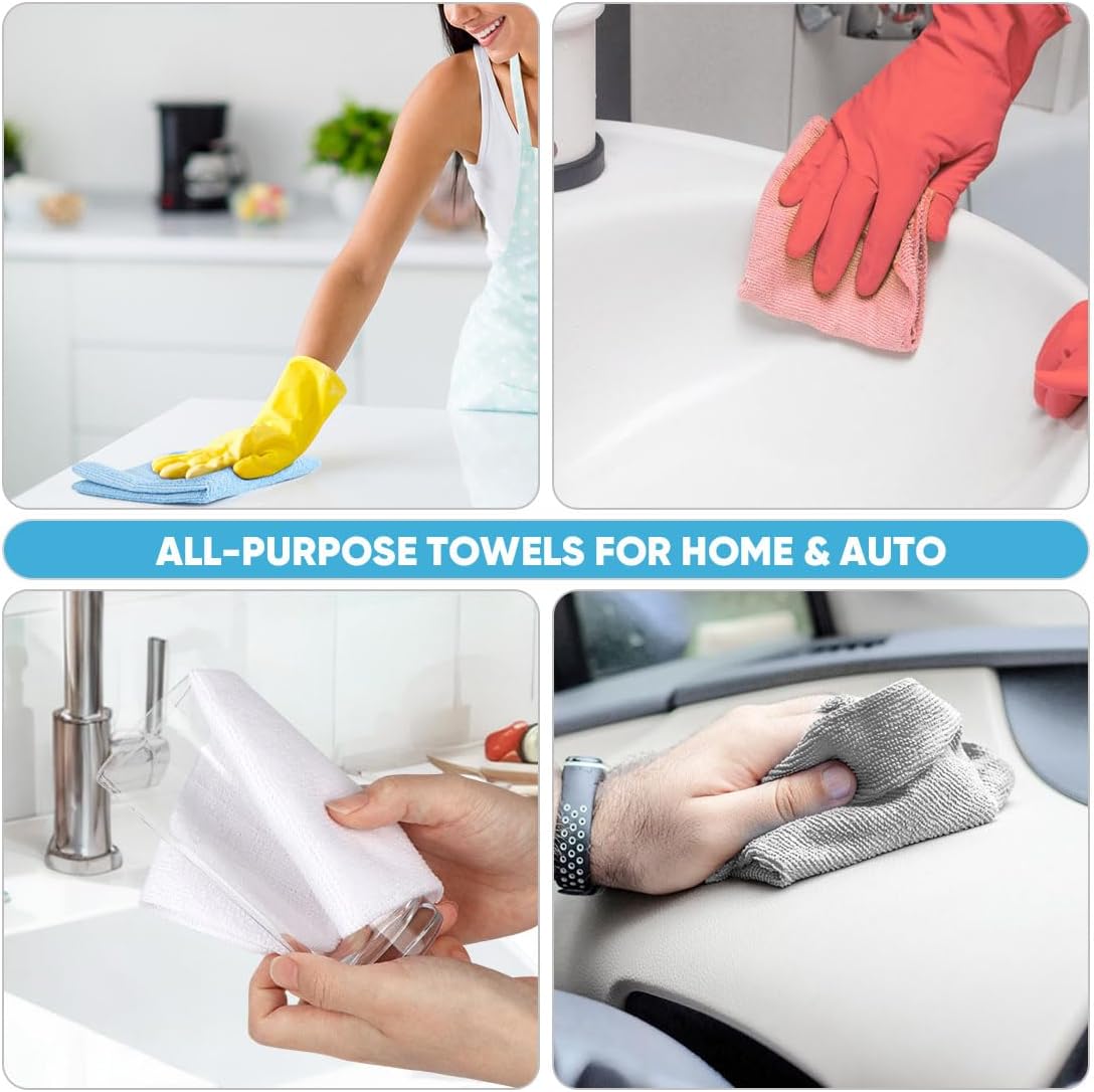 AIDEA Microfiber Cleaning Cloth Roll, Shop Towels 55 Sheets, Grey Microfiber Towels for Cars