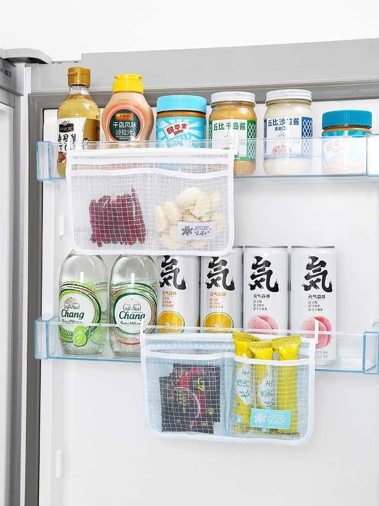 3PCS Refrigerator Door Organizer Set, Fridge Hanging Mesh Bag for Kitchen Storage Bag, Household