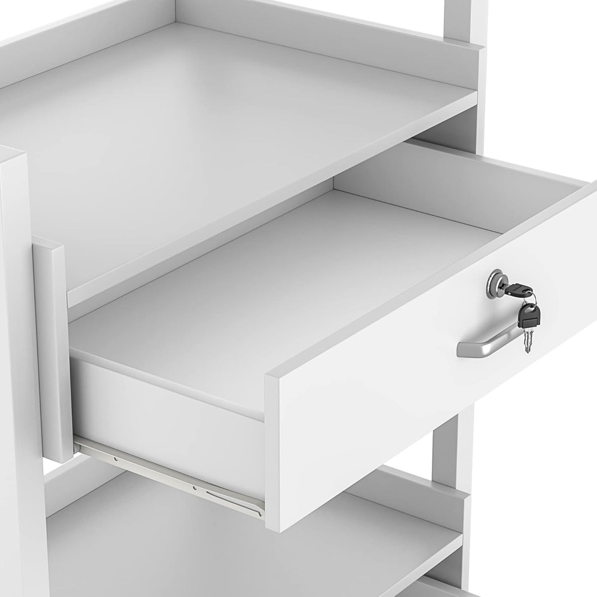 Paddie Salon Trolley Cart, Salon Tray Wooden Mobile Utility Cabinet with 2 Lockable Drawers