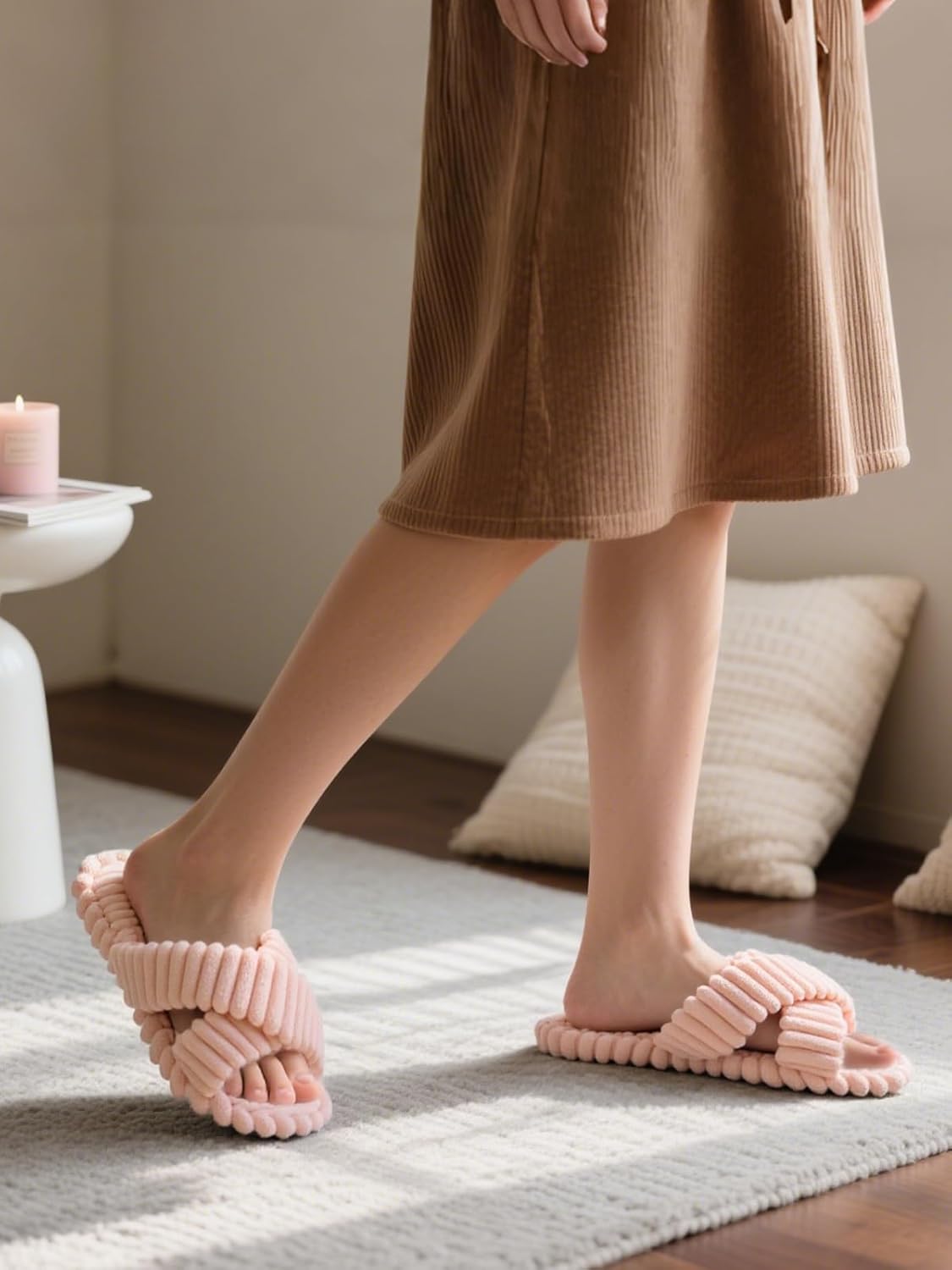ZOORON Women's Cozy Slippers Crossbands & Durable Foam - Soft Plush Lined Non-Slip Indoor Outdoor