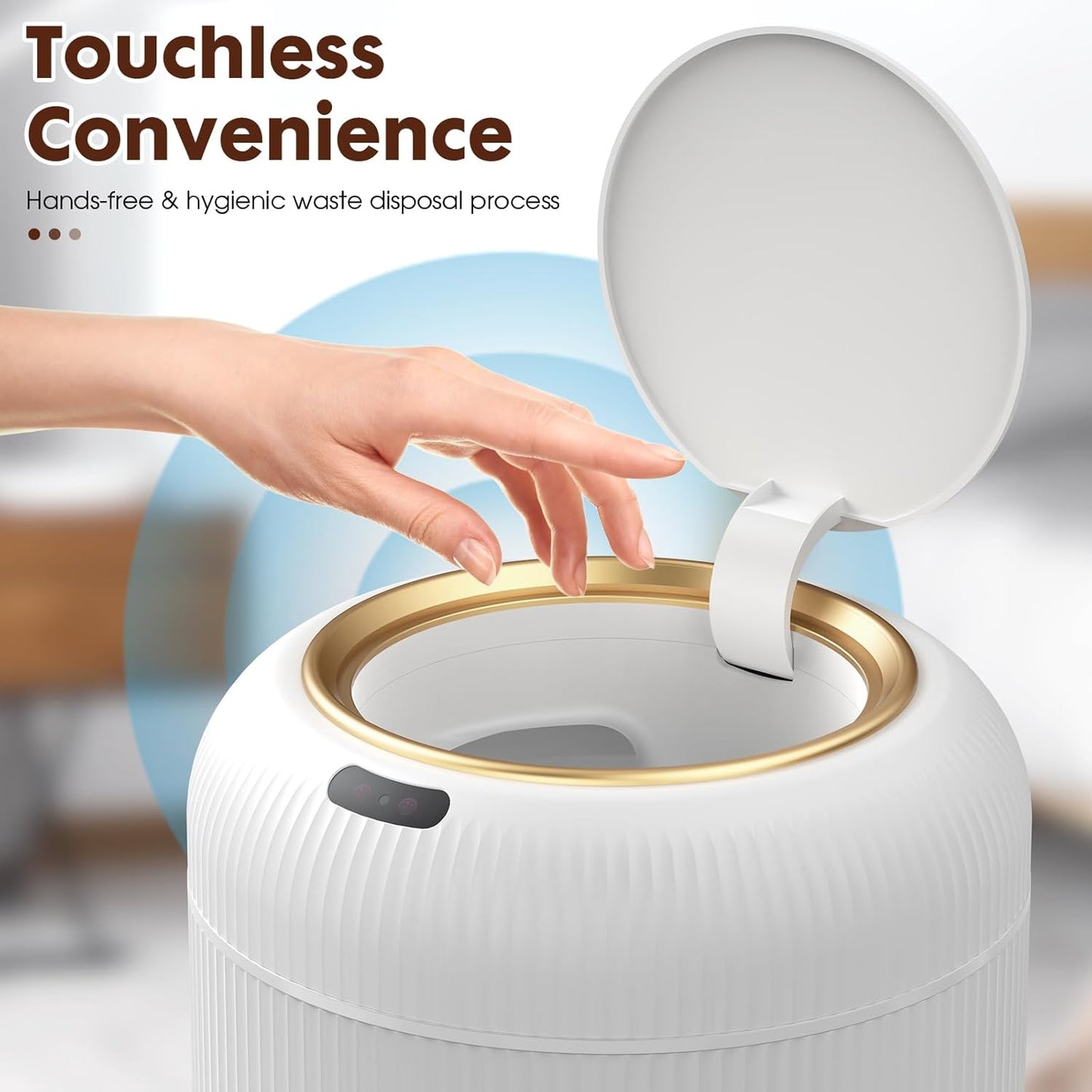 Procade Motion Sensor Trash Can with Lid, 3 Gallon Electric Bathroom Garbage can, Small White