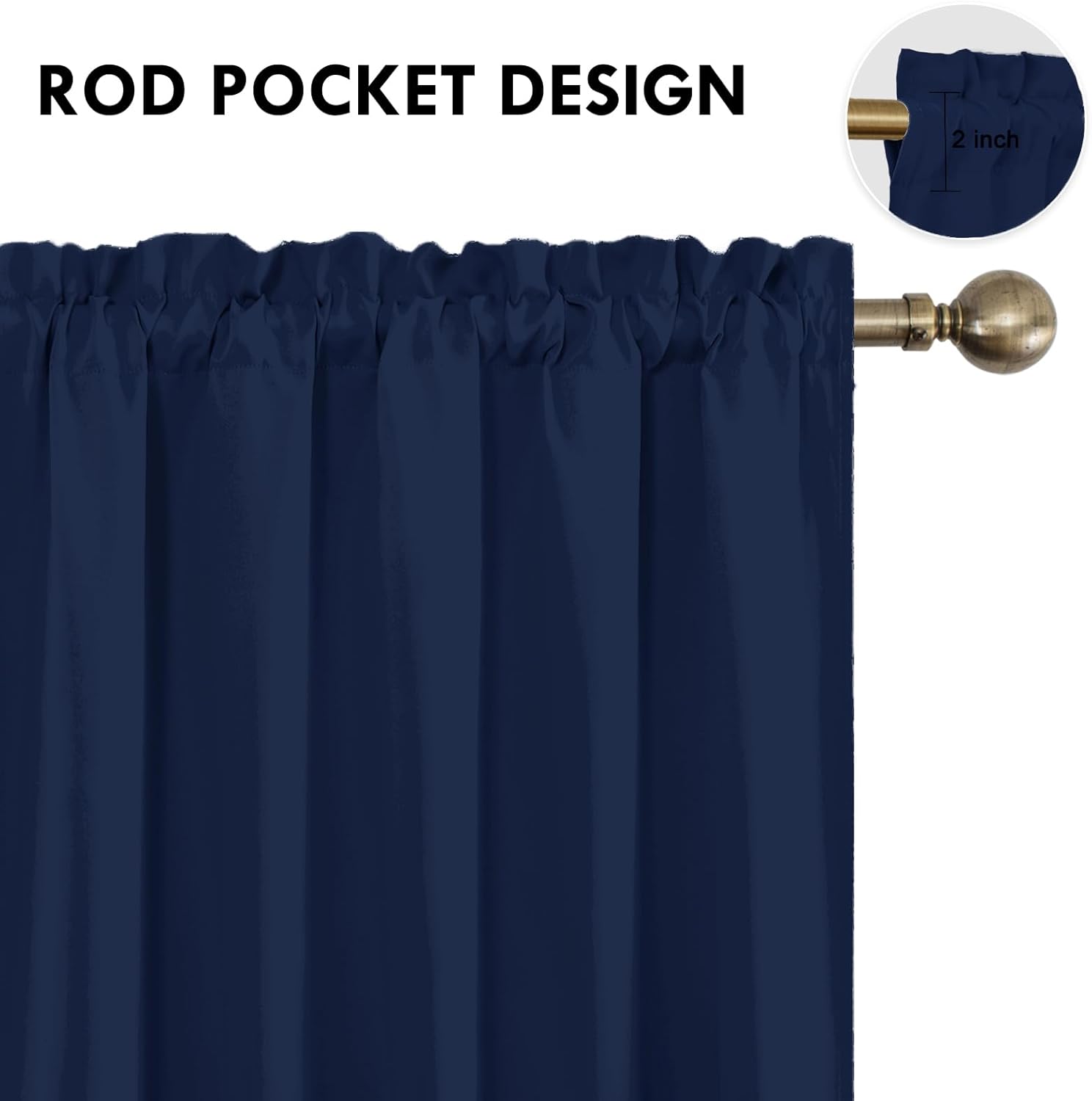 DWCN Bedroom Blackout Curtains 60 x 63 Inches Length 2 Panels Set, Solid Thermal Insulated Energy