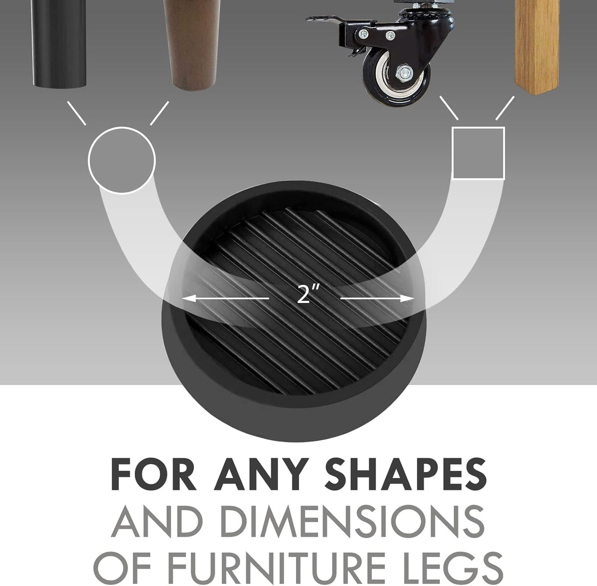 2X2 Round Rubber Caster Cups, Non Slip Furniture Pads, Anti-Slip Gripper, Anti Skid Furniture Feet