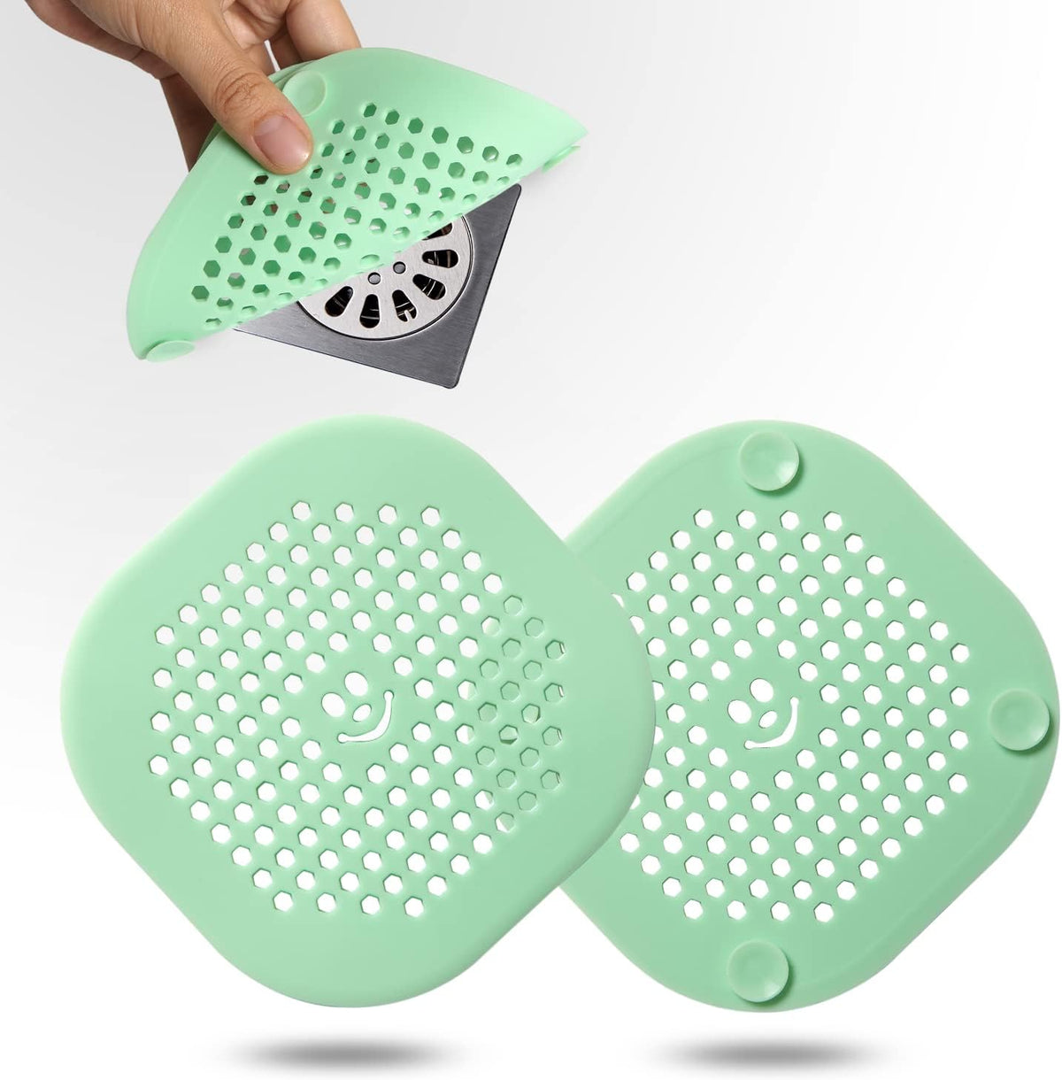 2 Pack Drain Cover Hair Catcher Silicone Drain Protector Hair Stopper for Shower Kitchen Bathroom