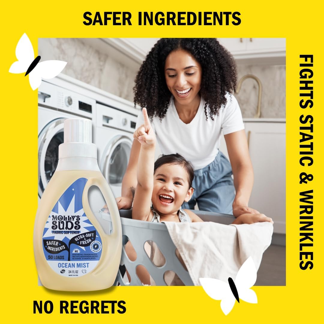 Molly’s Suds Fabric Softener Liquid for Sensitive Skin | Vinegar-Powered, Infused with Essential
