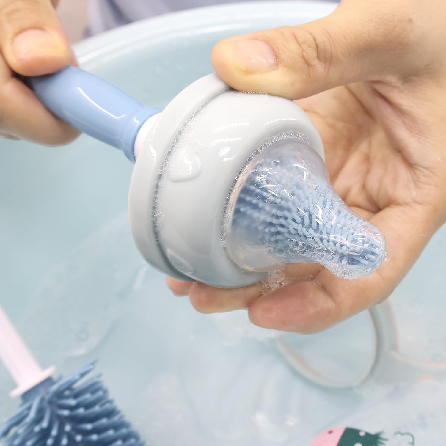Silicone Cleaning Brush, 12" Long Handle Water Bottle Cleaner