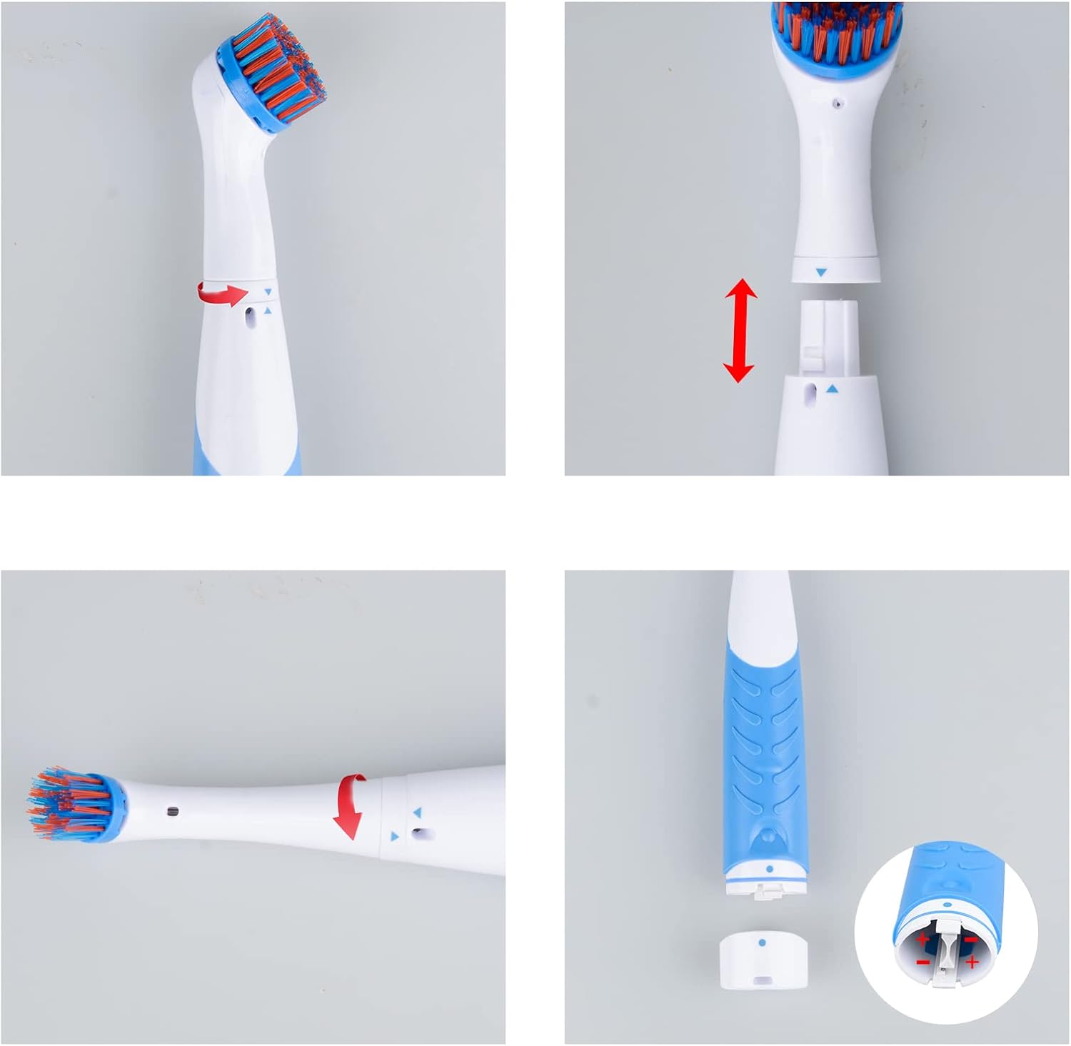 Electric Cleaning Brush with 4 in 1 Multiple Brush Heads, Indoor Household Cordless Motorized Brush