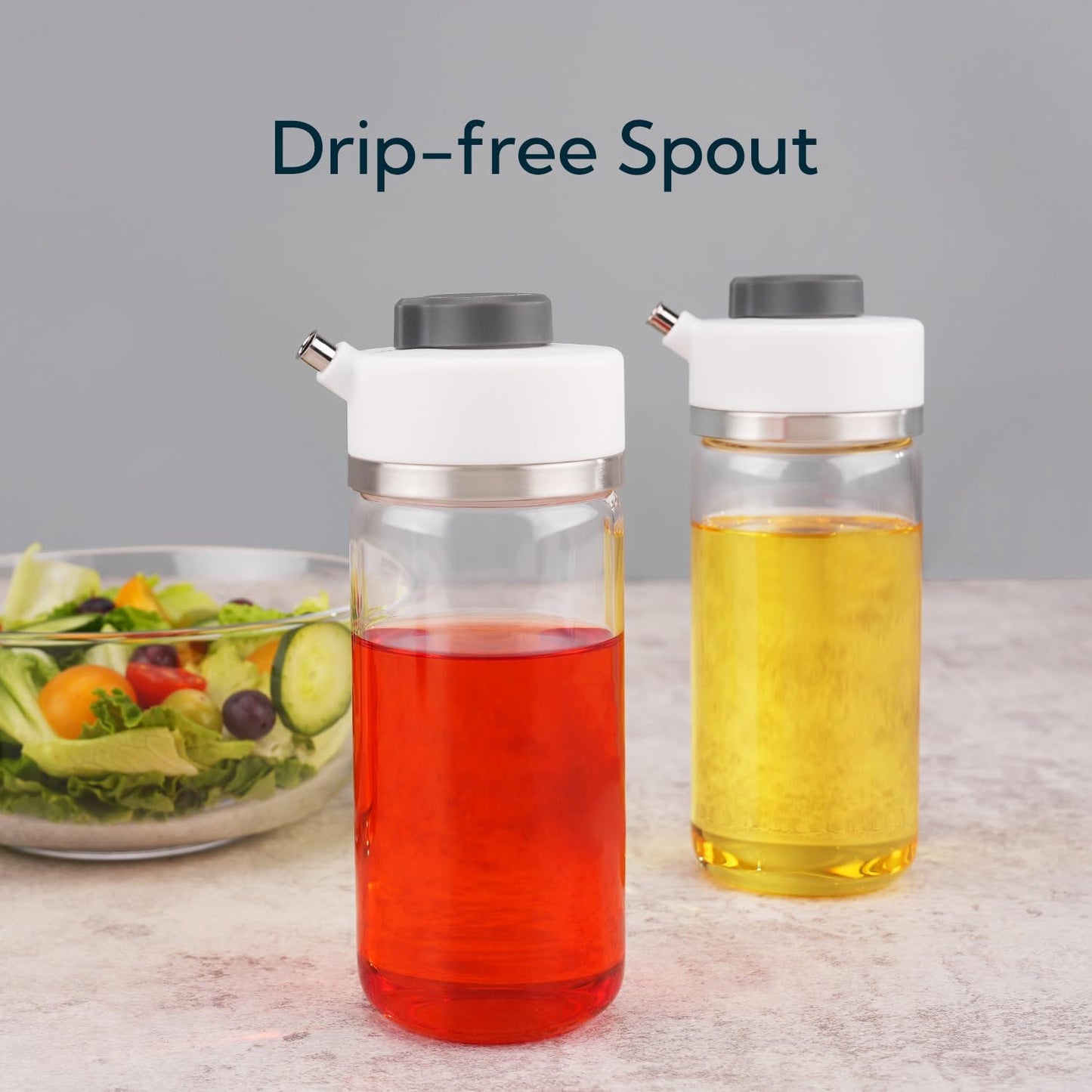KITCHENDAO Precision Pour Glass Oil Dispenser with 3 Modes, Drip-free Spout, Two Adjustable Flowing